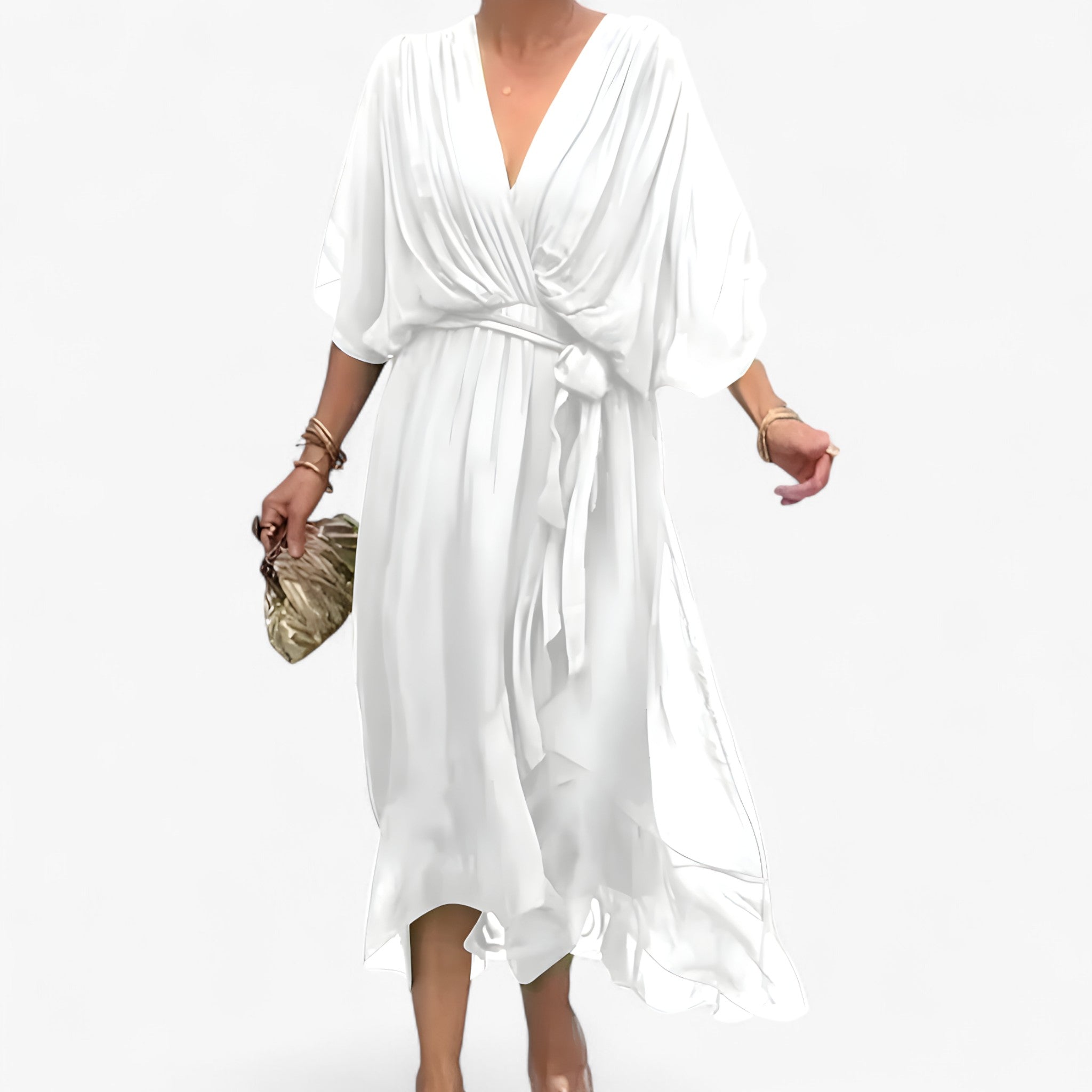 Aliyah | Abito da donna in chiffon - Bianco - - Concept Palermo