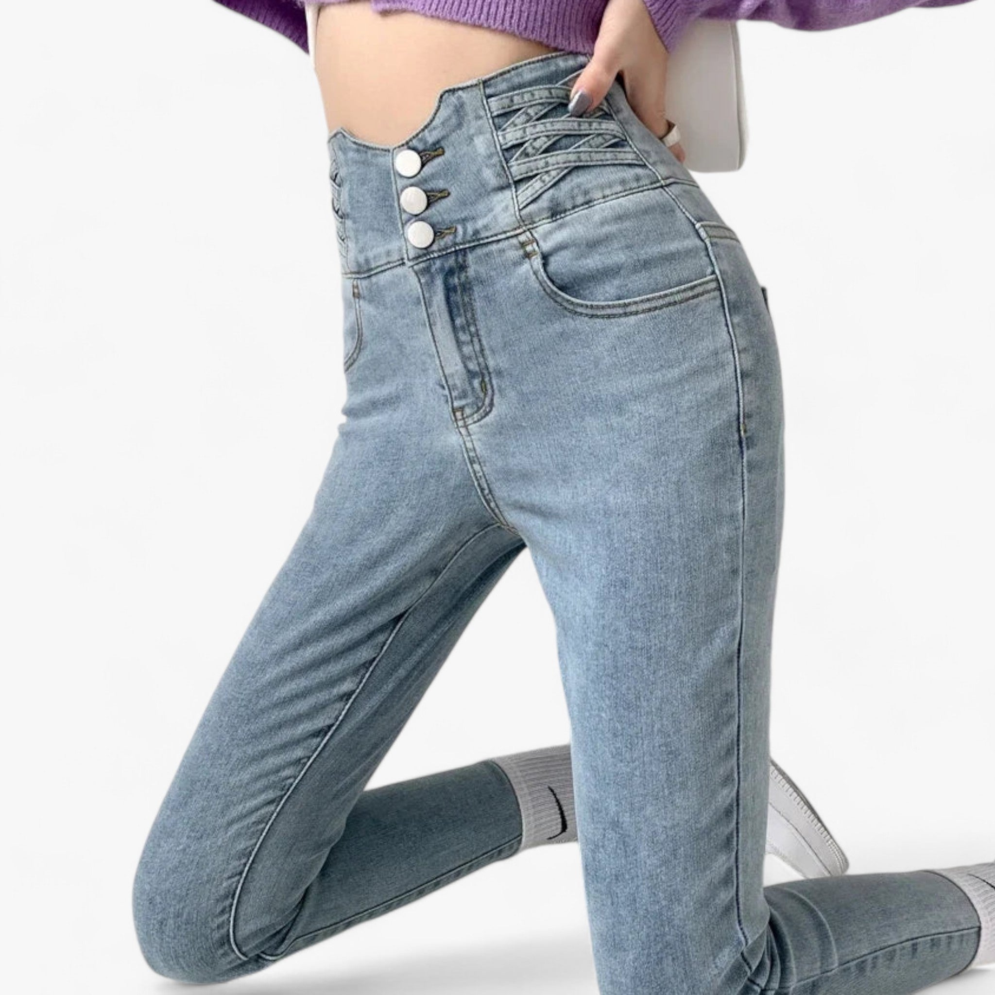 Nina | Jeans skinny a matita - Elastico sottile per una vestibilità più snella - - pants pants for women Pants women women pants - Concept Palermo