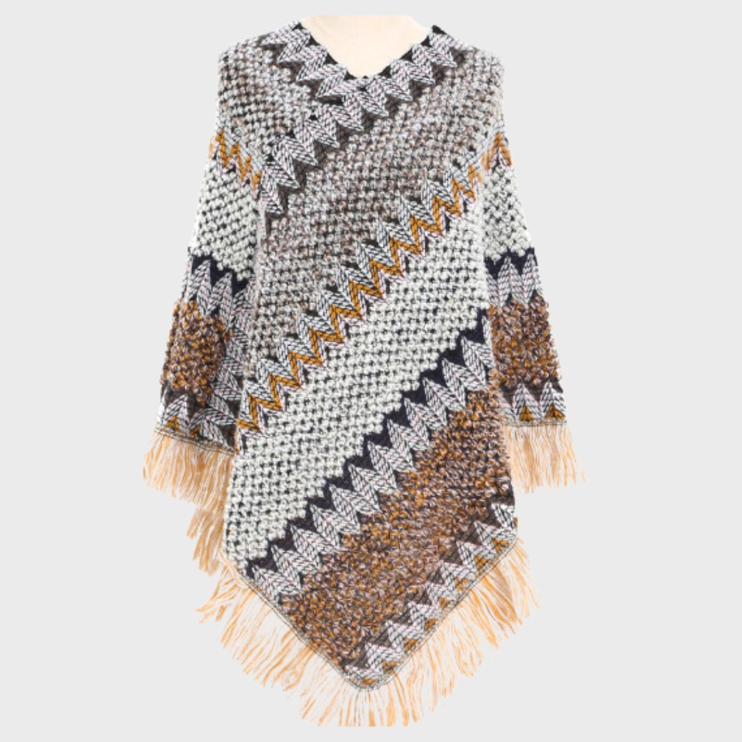 Louisa | Poncho da donna ispirato allo stile boho - Beige - boho women's fashion - Concept Palermo