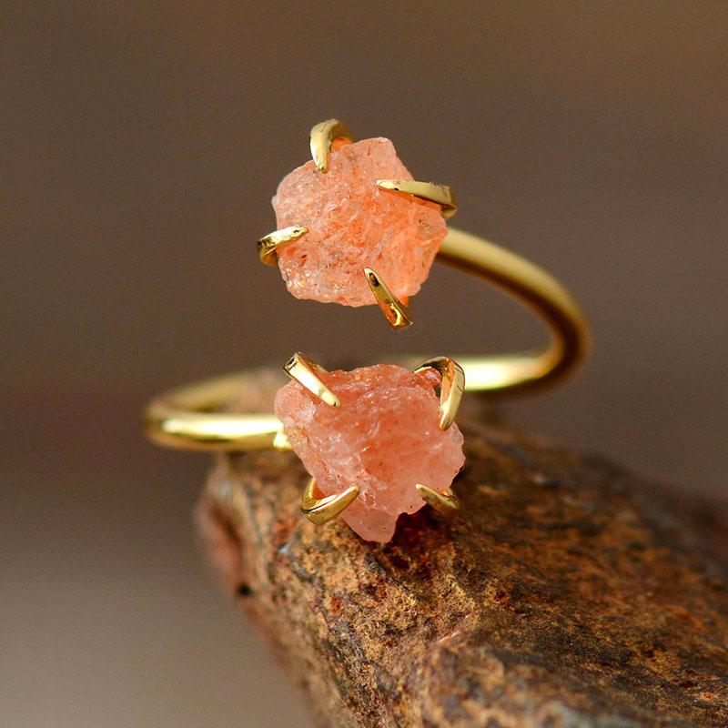 Anello regolabile Luxera Raw Stone in ametista e quarzo - Trimestre - Rings womens ring - Concept Palermo