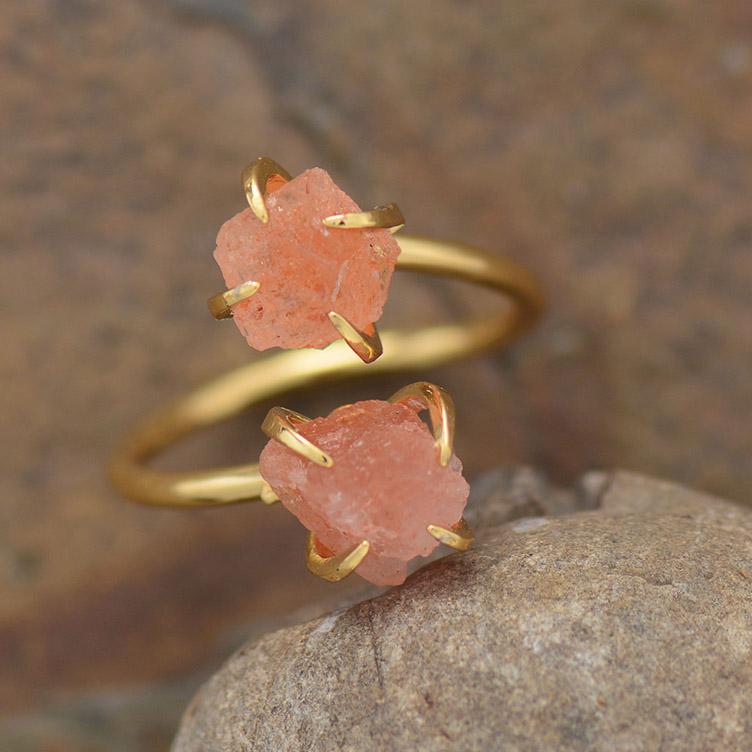 Anello regolabile Luxera Raw Stone in ametista e quarzo - - Rings womens ring - Concept Palermo