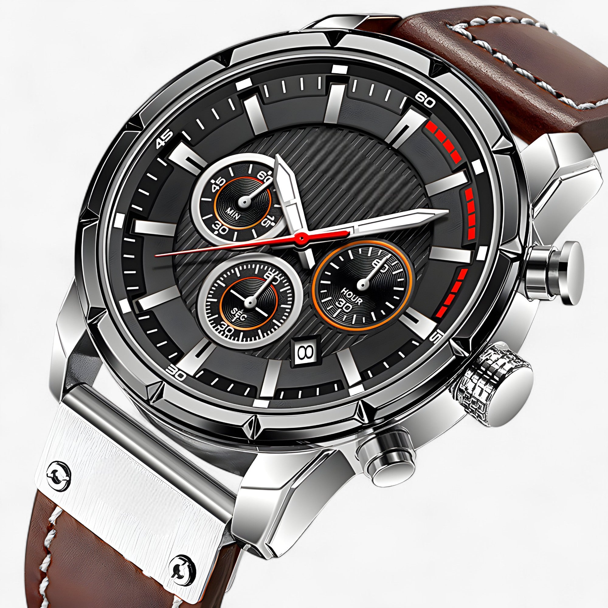 DOM Titan | Orologio da Uomo - Stile Robusto con Luce Integrata - Marrone nero - new_for_google_may Watches - Concept Palermo
