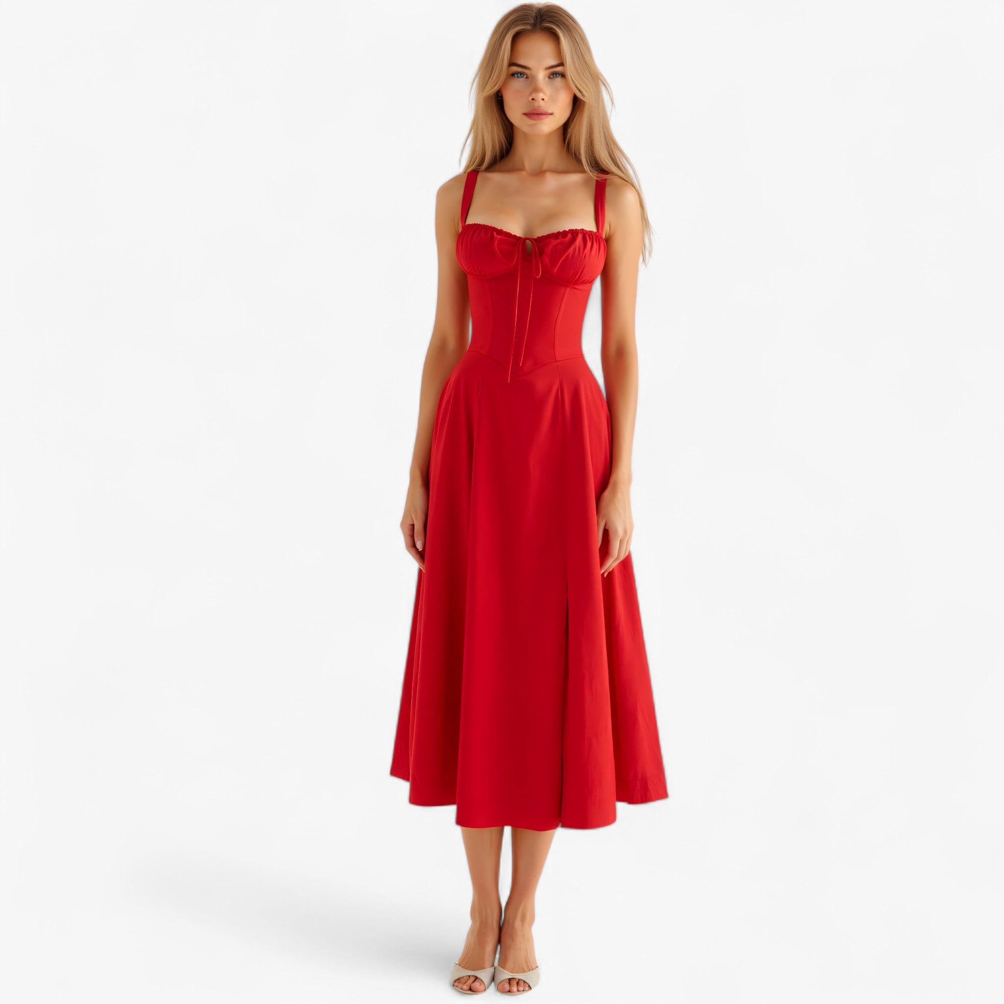 Lana - Vestito a vita - Rosso - - Concept Palermo