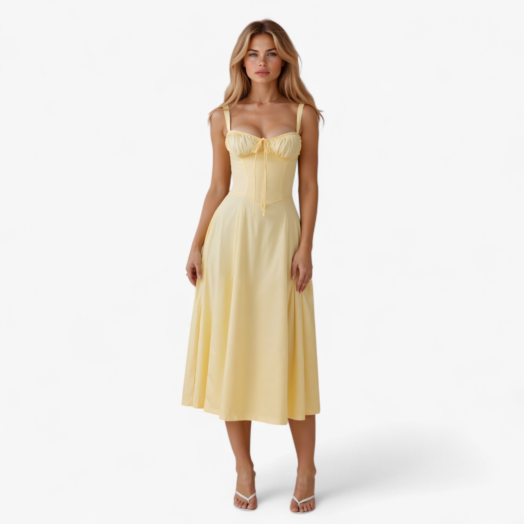 Lana - Vestito a vita - Giallo chiaro - - Concept Palermo