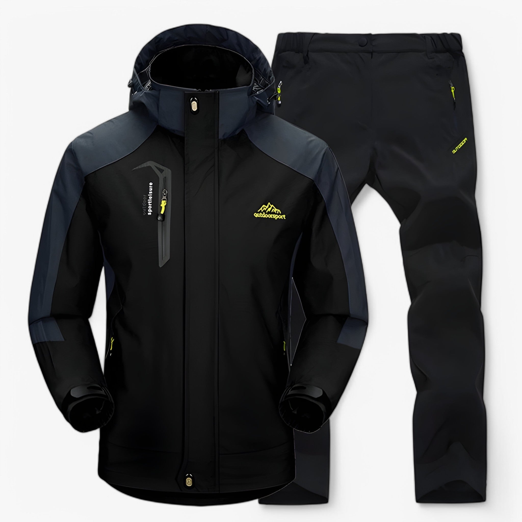 Set da escursionismo impermeabile con giacca e pantaloni - Nero nero - hiking set outfit jackets and pants Unisex - Concept Palermo