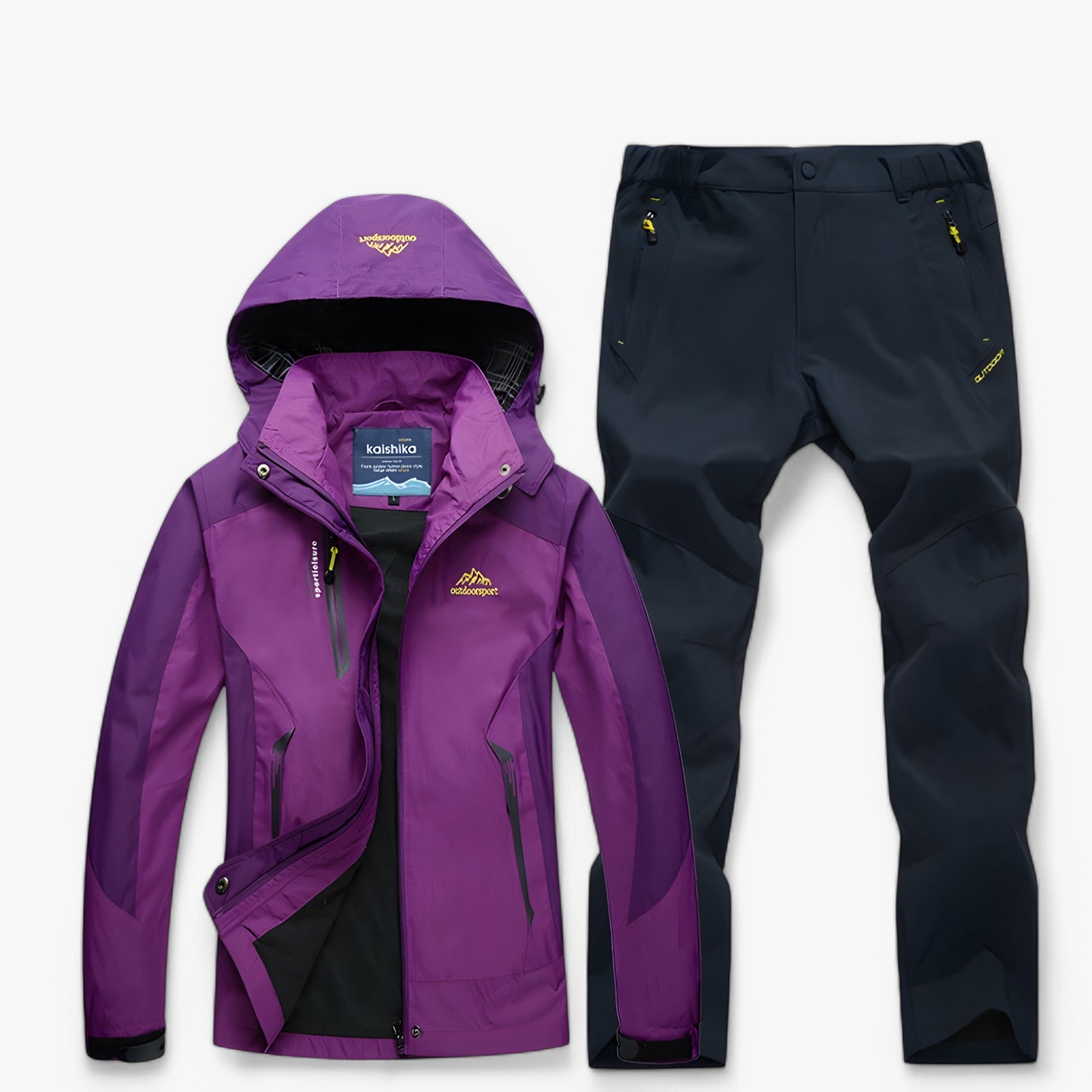 Set da escursionismo impermeabile con giacca e pantaloni - Viola grigio - hiking set outfit jackets and pants Unisex - Concept Palermo