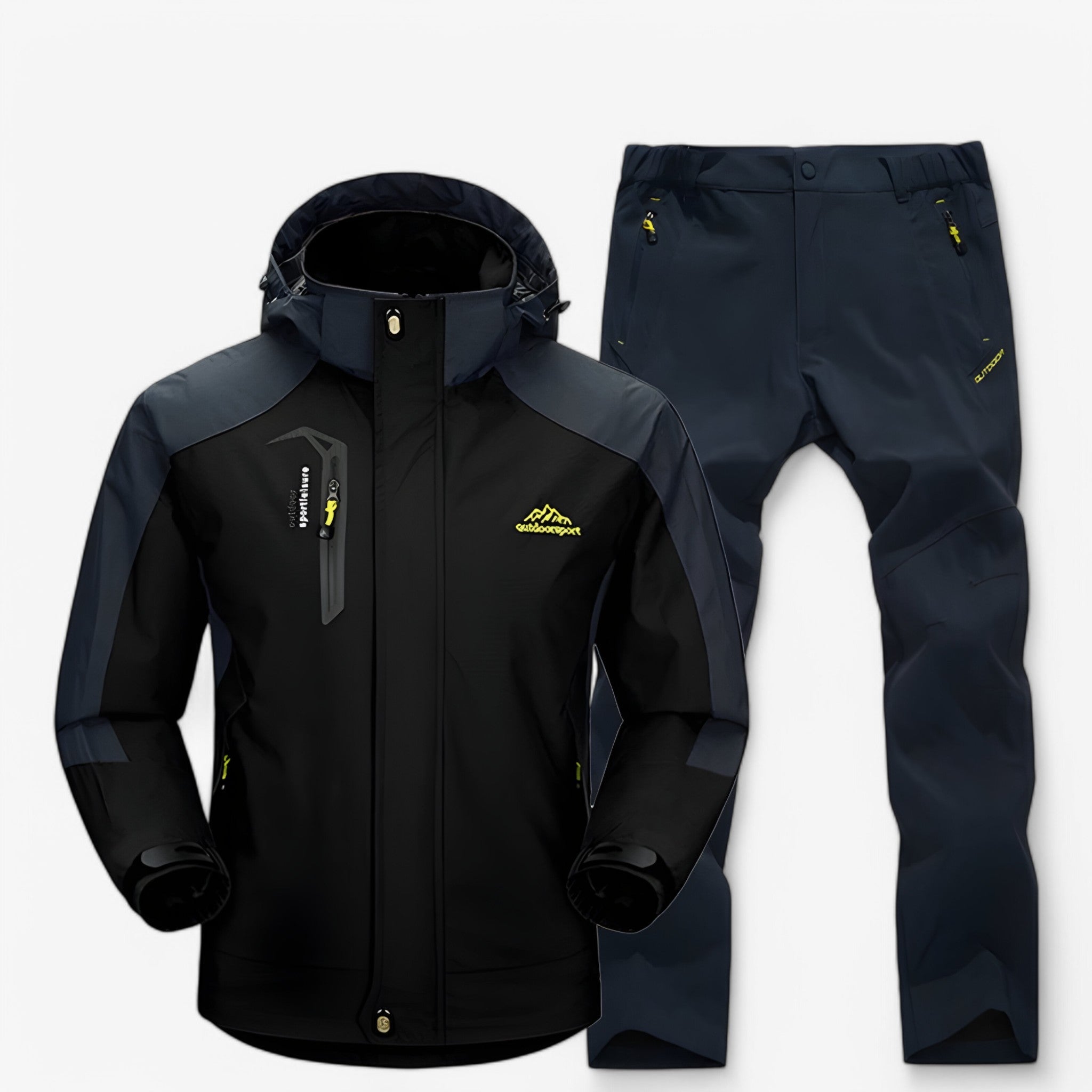 Set da escursionismo impermeabile con giacca e pantaloni - Nero grigio - hiking set outfit jackets and pants Unisex - Concept Palermo