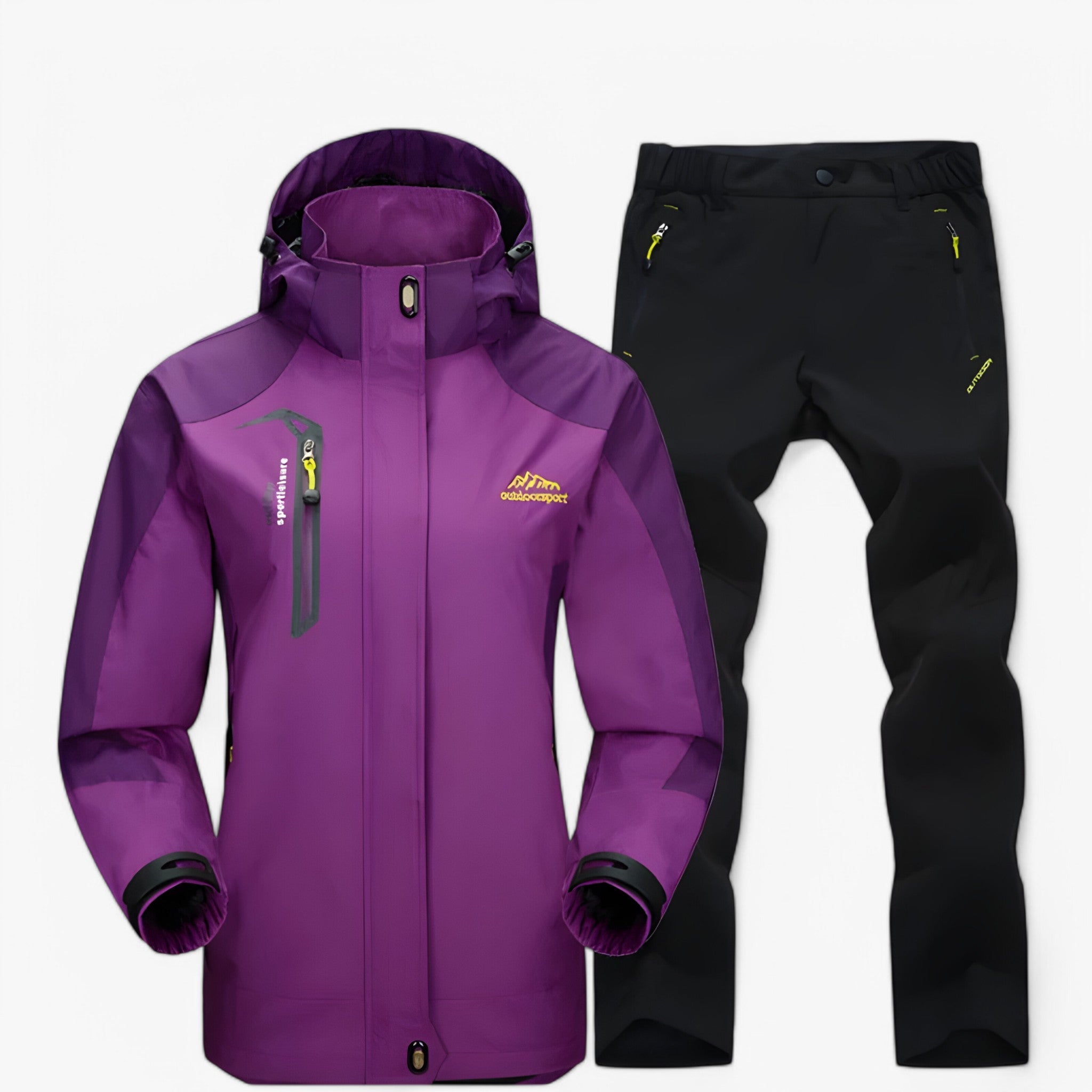 Set da escursionismo impermeabile con giacca e pantaloni - Viola nero - hiking set outfit jackets and pants Unisex - Concept Palermo