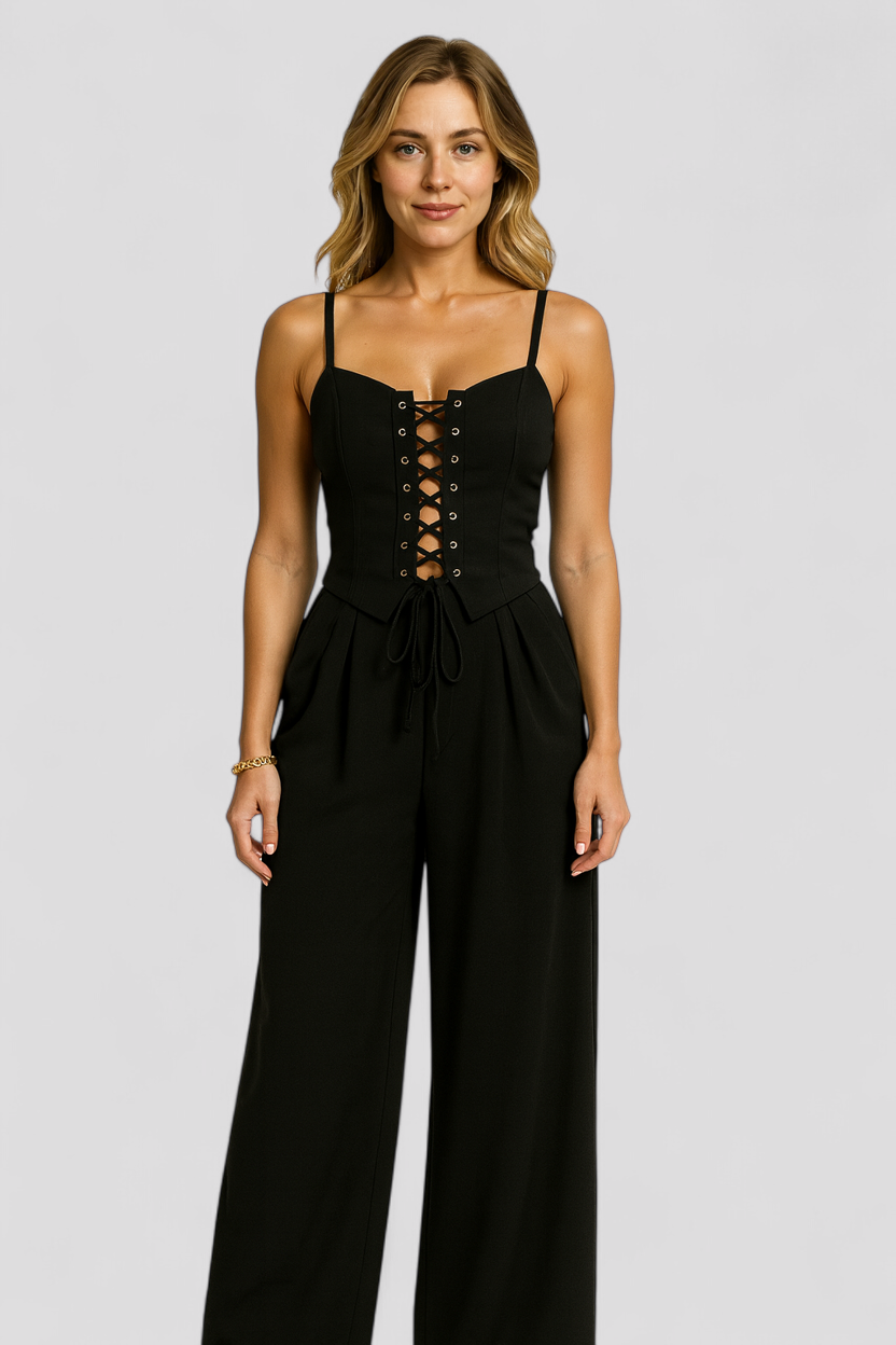 Alina | Set Elegante in Poliestere per Donna - - abbigliamento traspirante abito confort completo elegante design raffinato moda femminile modo chic outfit estivo pantaloni ampi set lino donna stile casual - Concept Palermo
