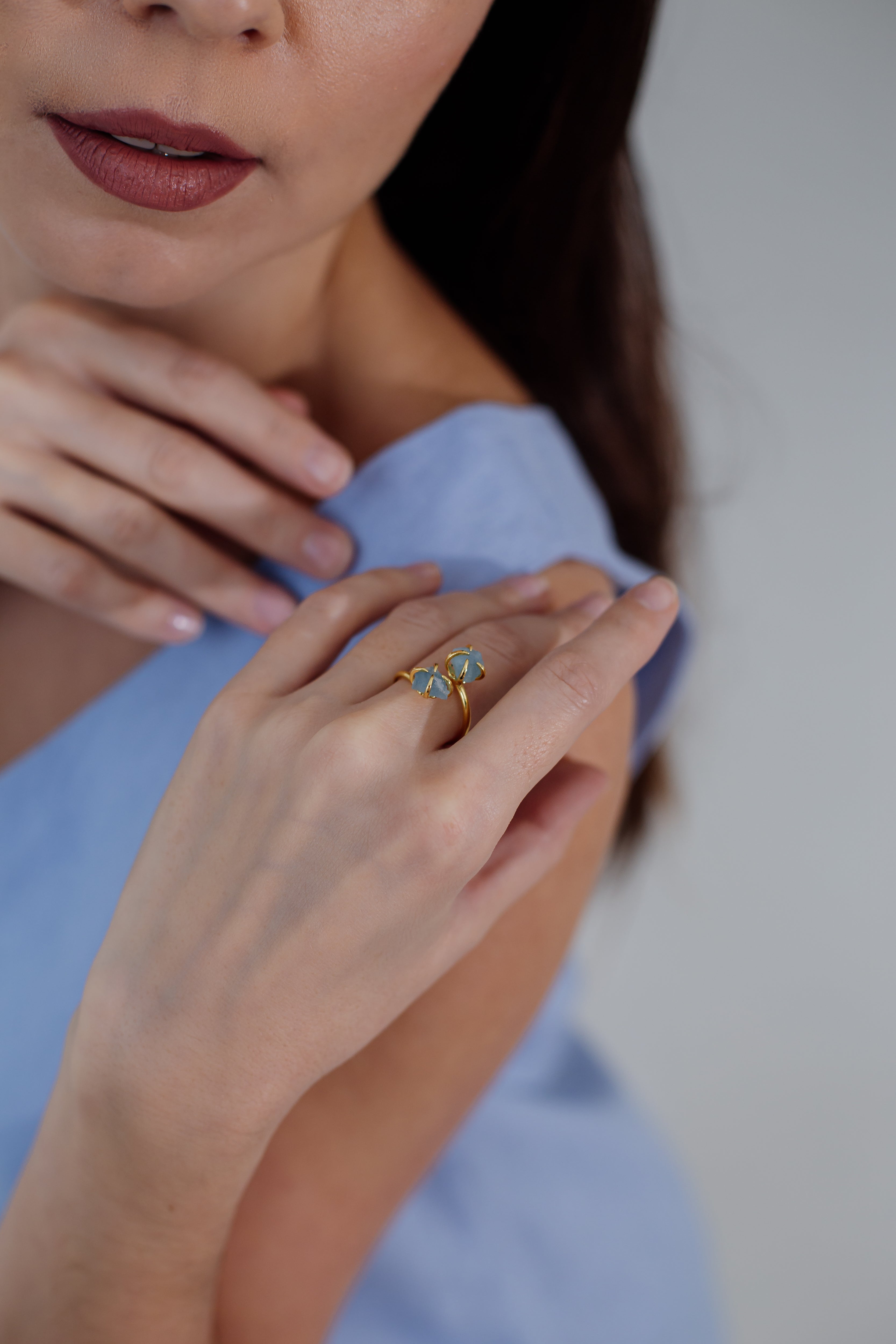 Anello regolabile Luxera Raw Stone in ametista e quarzo - - Rings womens ring - Concept Palermo