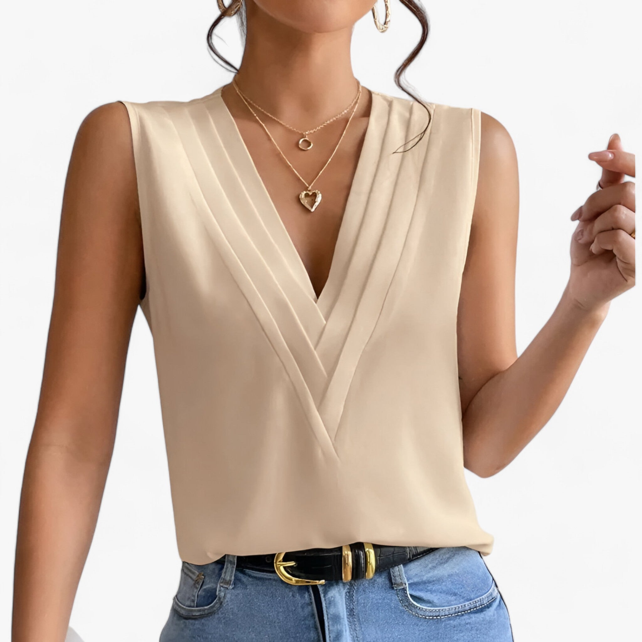 Lieselotte | Camicetta senza maniche - Per uno stile comodo e casual - Cachi - Top woman Tops women - Concept Palermo