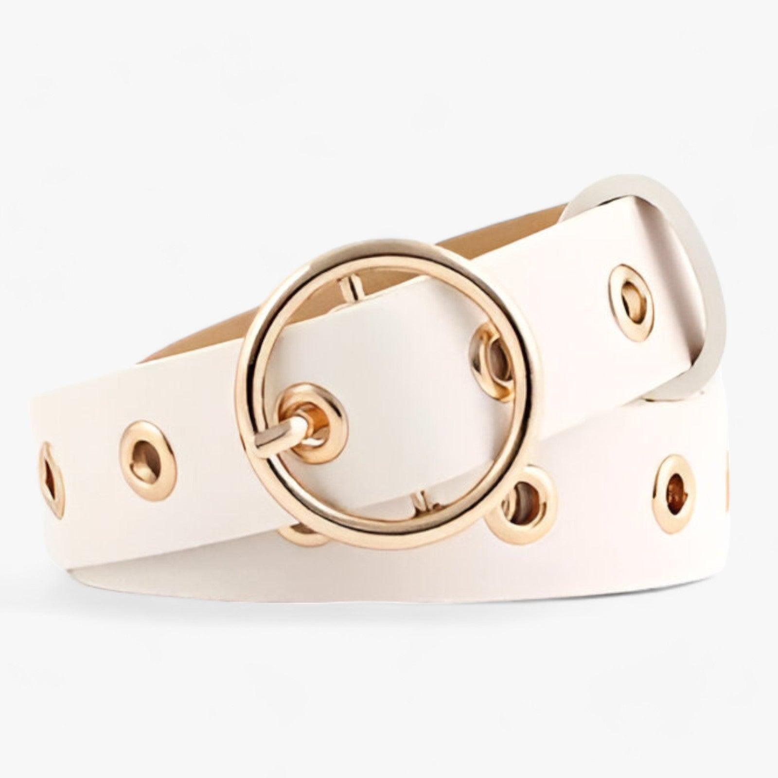Emma | Cintura da donna con fibbia rotonda - BIANCO - 2.6cm 4cm ADULT Belt RZ19102604 Belts fashion Guangdong Mainland China MOONBIFFY PU Solid WOMEN X802 - Concept Palermo