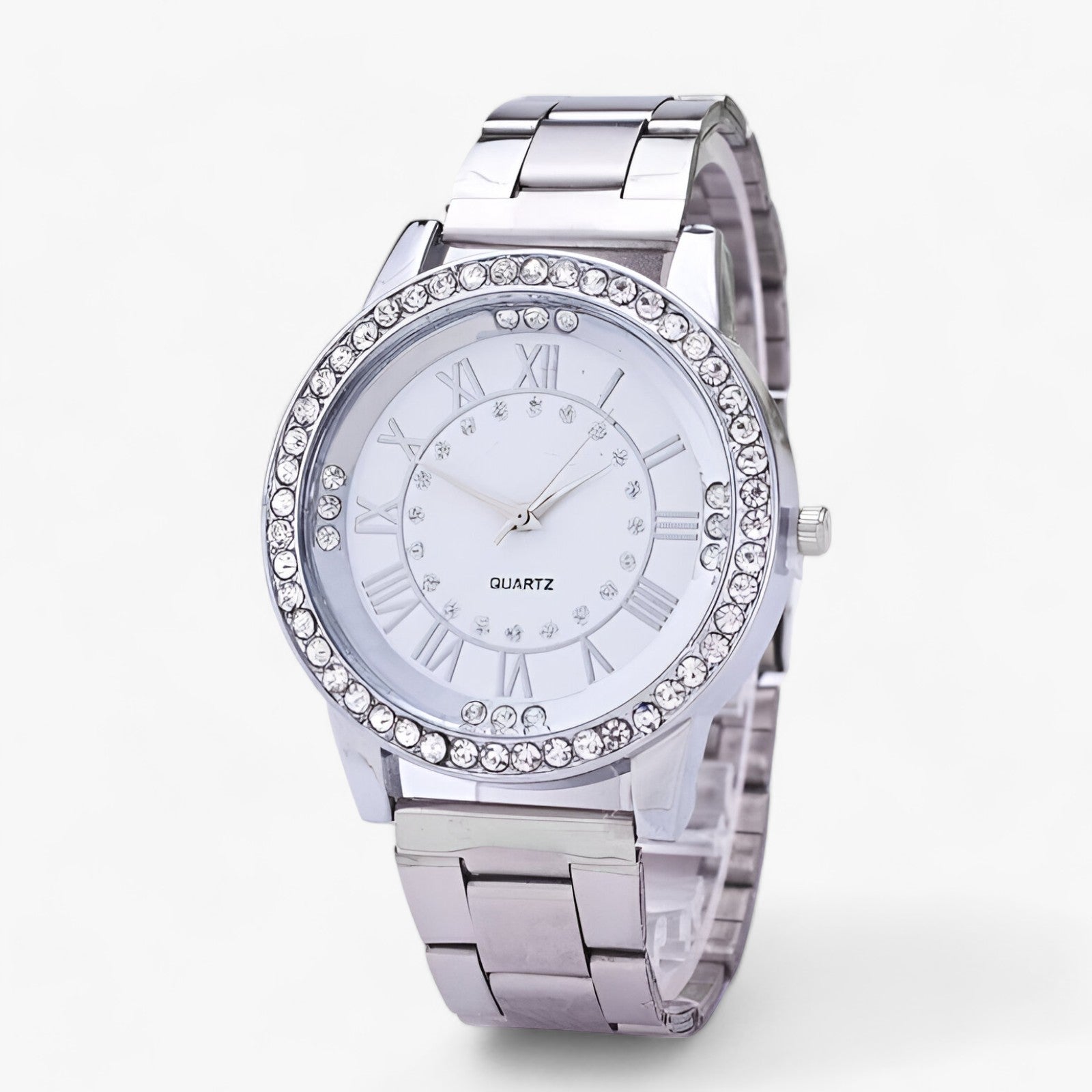 Diamantglans | Ur - Eccezionalmente Brillante - Sølv - 10mmmm 20mmmm 220mm 40mmmm Acrylic Folding Clasp with Safety Mainland China No package No Waterproof None PBY_07ZG Quartz Round simple Stainless Steel - Concept Palermo