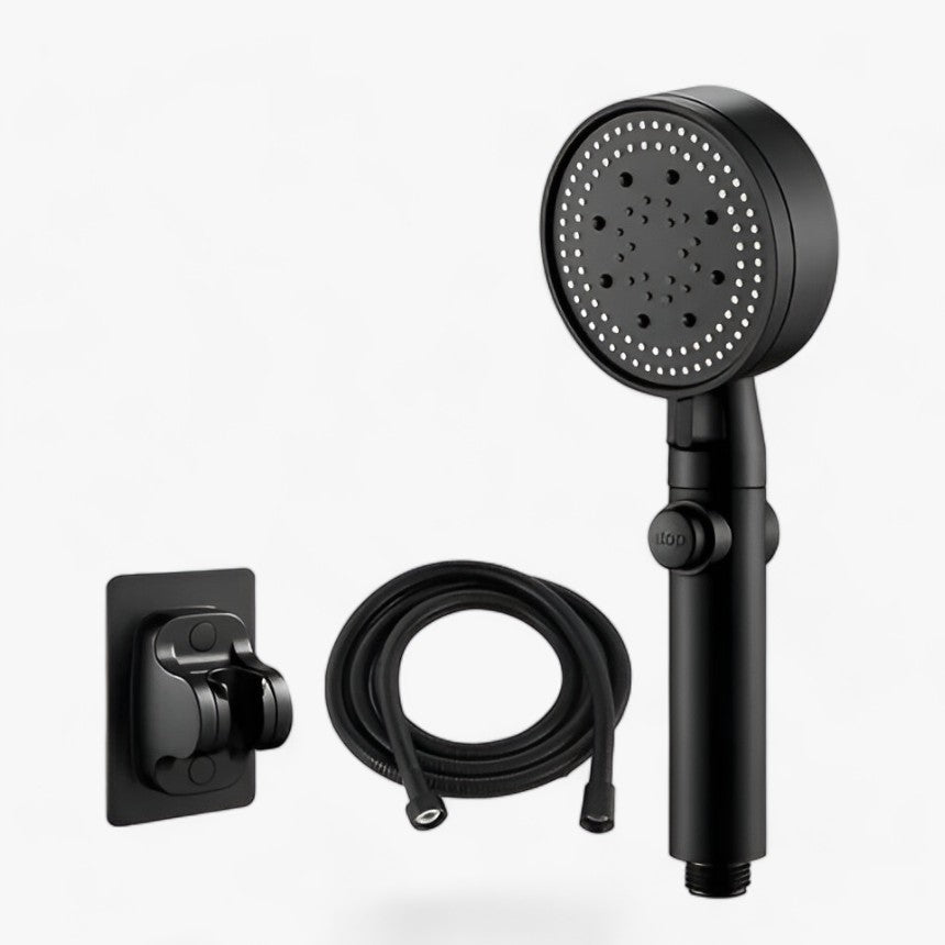 AquaBoost | Soffione doccia - Docce potenti e personalizzabili - Stile 1-Set nero - ABS Plastic CE Fixed Support Type Hand Hold Mainland China No None Round shower head Single Head Water Saving Shower Heads - Concept Palermo