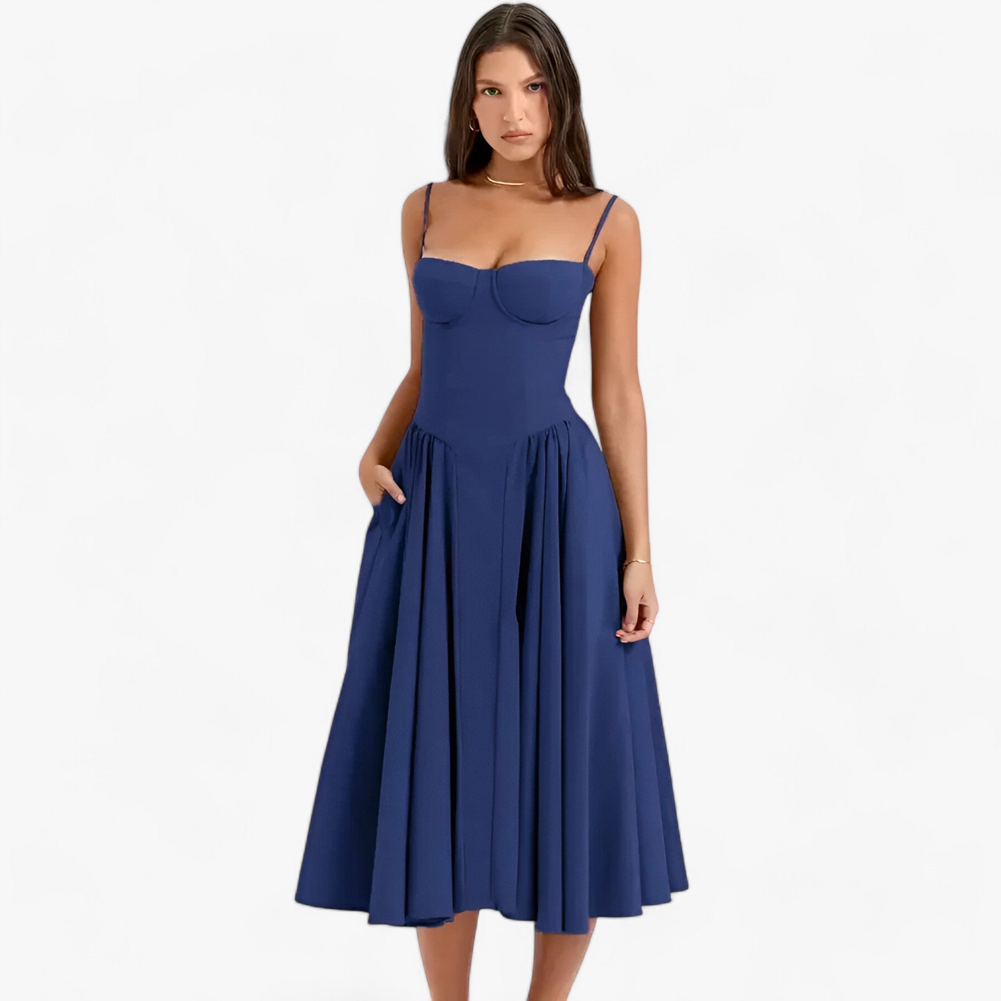 Solana | Abito con corsetto - Eleganza senza tempo - Blu marino - Complete Outfit - Concept Palermo
