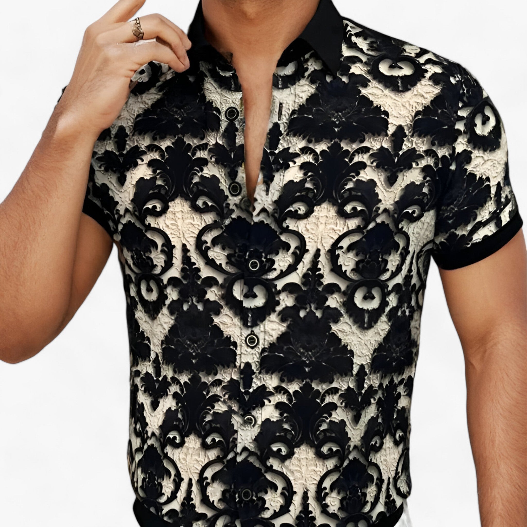 CoolFit | Camicia con colletto a strappo con stampa floreale 3D - Design moderno con comfort - - cotton polo shirt men's polo shirt - Concept Palermo