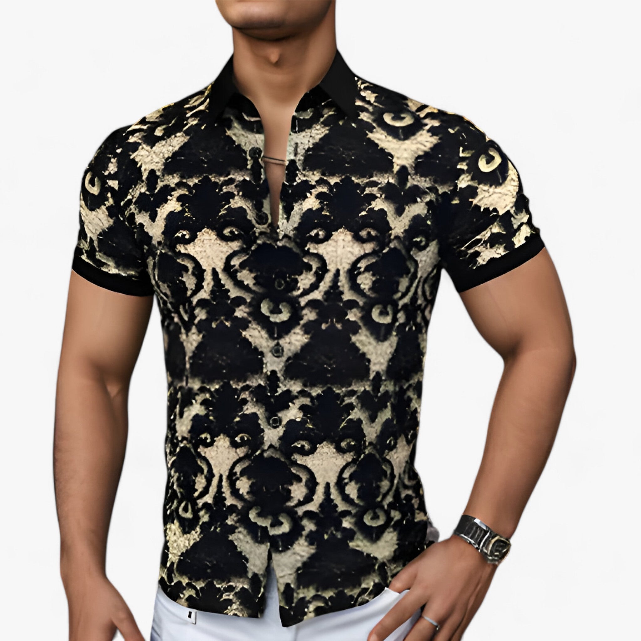 CoolFit | Camicia con colletto a strappo con stampa floreale 3D - Design moderno con comfort - - cotton polo shirt men's polo shirt - Concept Palermo