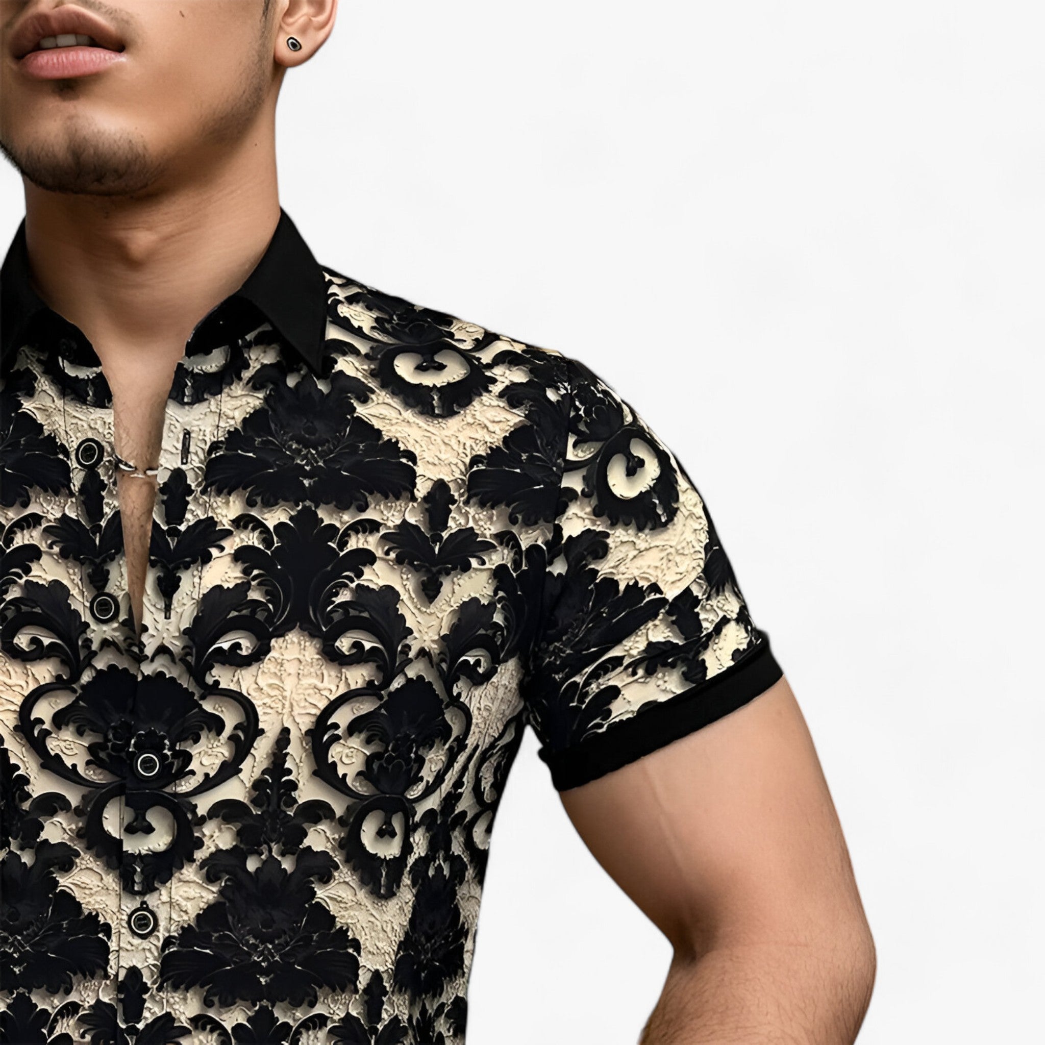 CoolFit | Camicia con colletto a strappo con stampa floreale 3D - Design moderno con comfort - - cotton polo shirt men's polo shirt - Concept Palermo
