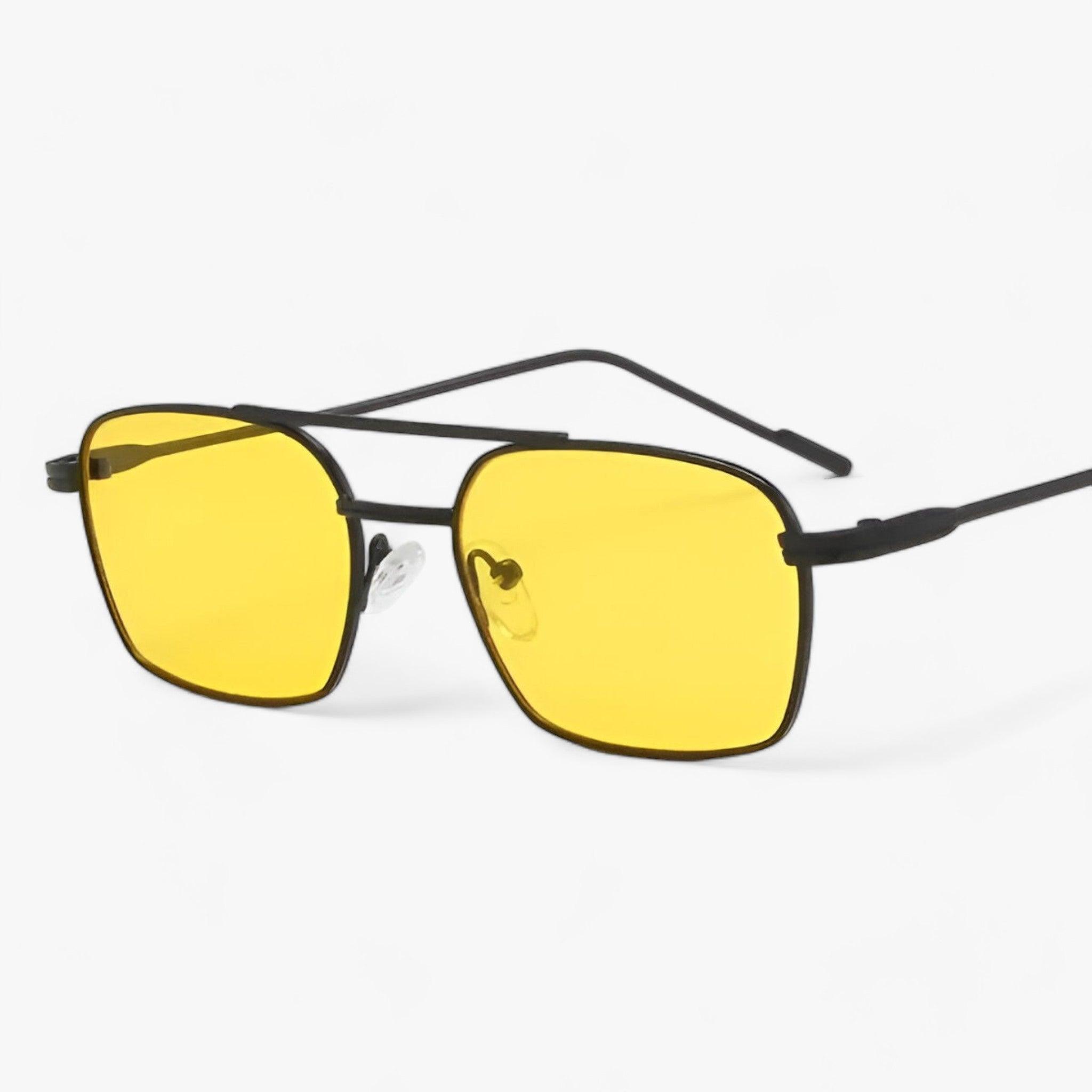Retro | Occhiali da sole vintage in metallo: ideali per proteggere gli occhi - Nero-giallo - ADULT ALLOY EYEWEAR Mainland China NONE Polycarbonate Rectangle Sunglasses WOMEN - Concept Palermo
