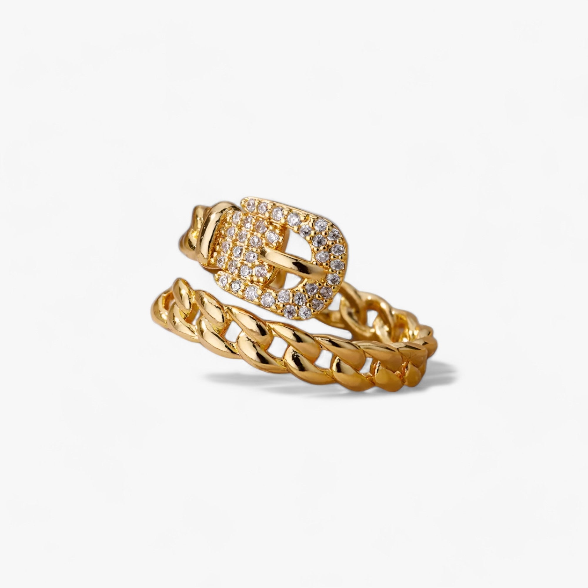 Isabella | Anello a cintura di zirconio - Elegante e stiloso - - Copper Cute/Romantic fashion Fashion jewelry Gold Color Adjustable Punk wide ring for women HPTOTMG LOCK Mainland China Metal party Pave Setting Rings Stainless Steel Wedding Bands Women Zhejiang - Concept Palermo