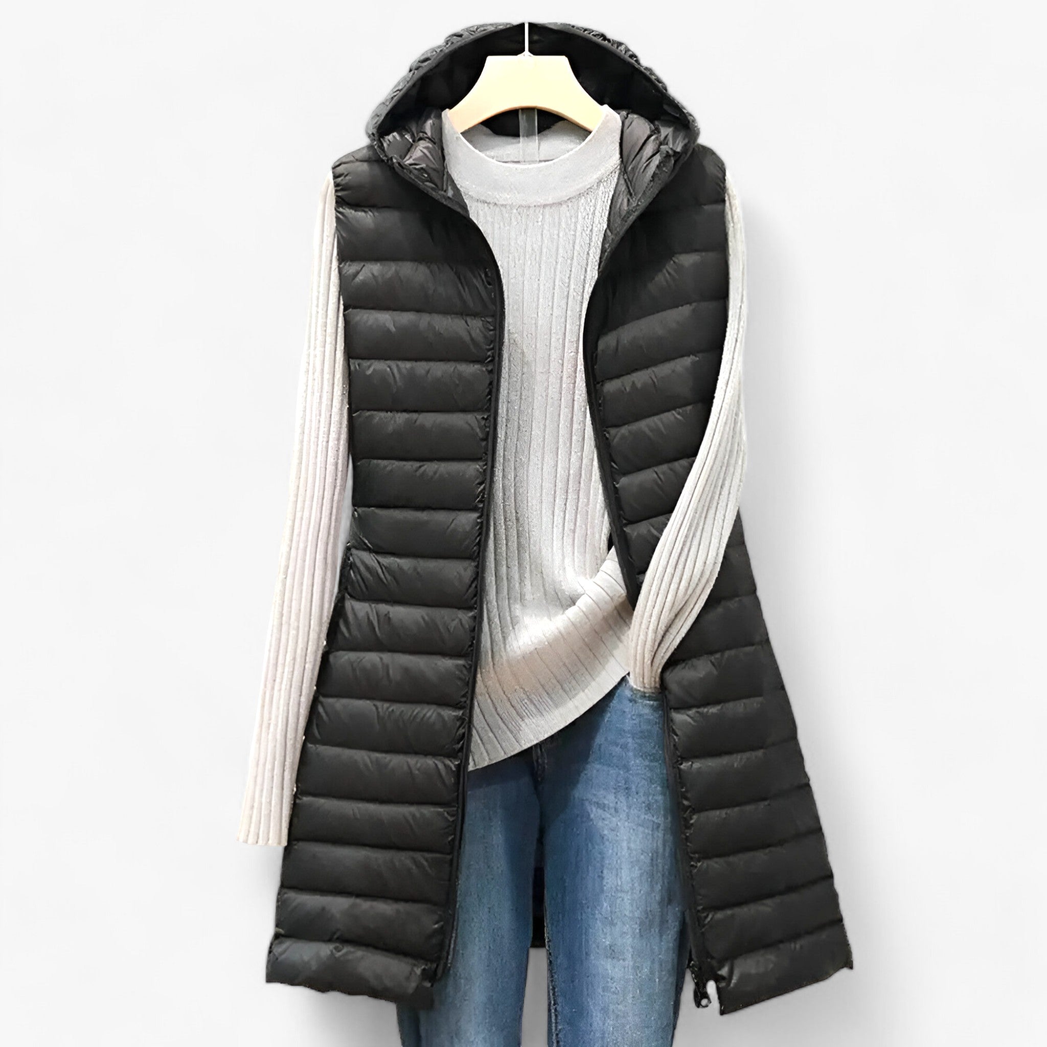 Celeste | Gilet Mantel per Donne - Accogliente Giacca Calda di Mezza Lunghezza - Nero - women - Concept Palermo