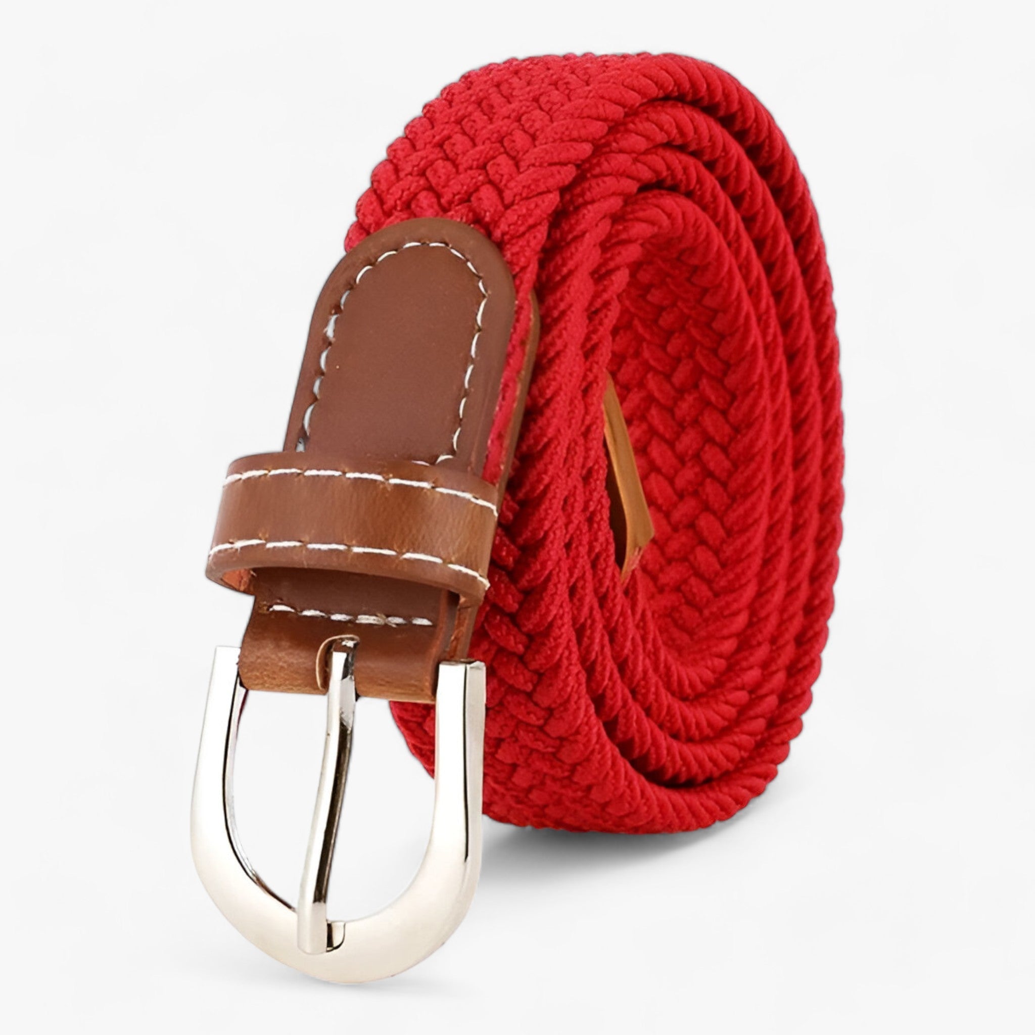 FLEXI | Cintura elastica intrecciata - Confortevole ed elegante - Rosso 105CM - 2.5cm ADULT Belts Casual Knitted Solid WOMEN - Concept Palermo