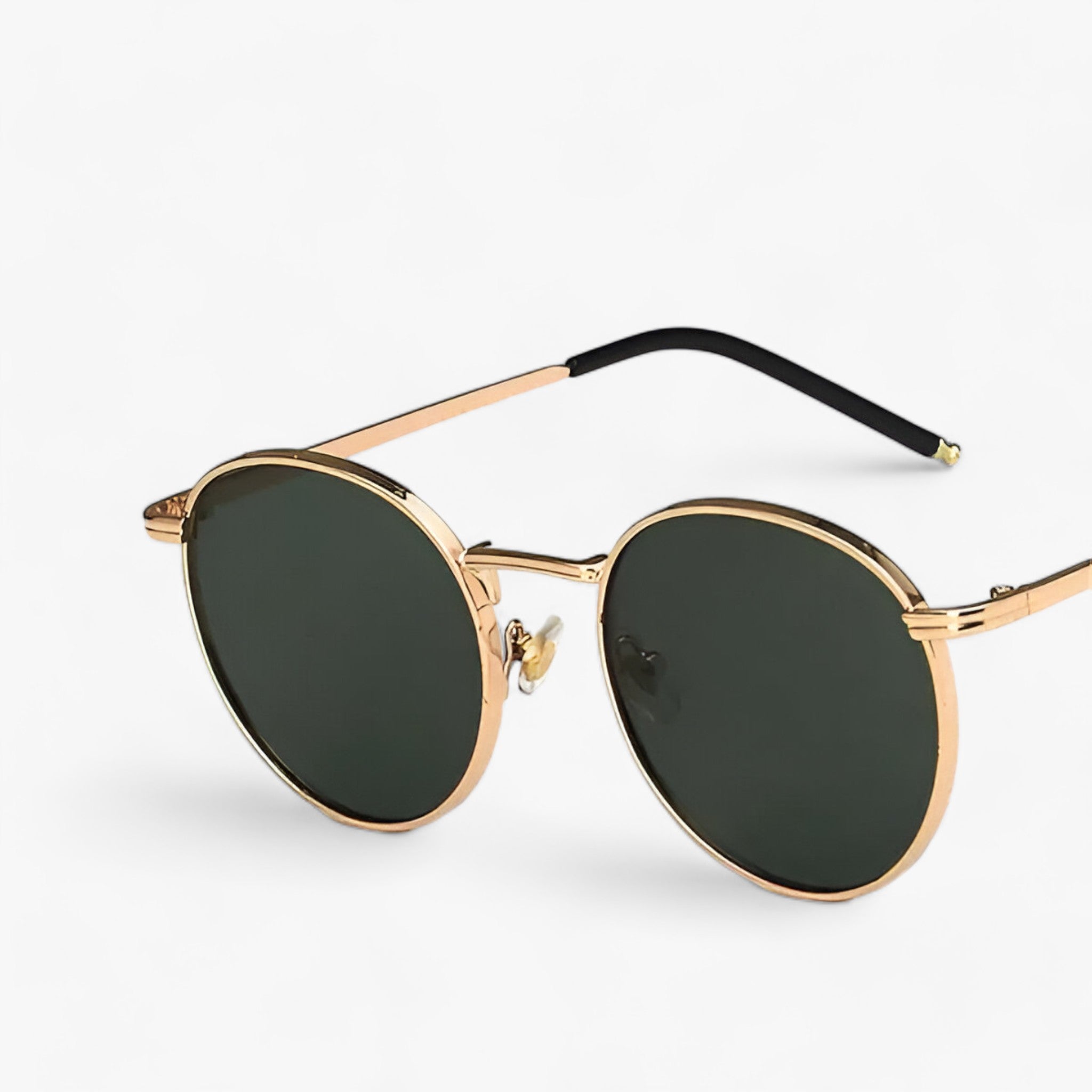 Occhiali da sole di design - Lenti rotonde versatili per l'uso quotidiano - Oro Verde Oliva - 1.85inch 1.97inch ADULT ALLOY China (mainland) EYEWEAR gootrades Mainland China NONE Polycarbonate punk Round Sun Glasses Sunglasses UV400 WOMEN - Concept Palermo