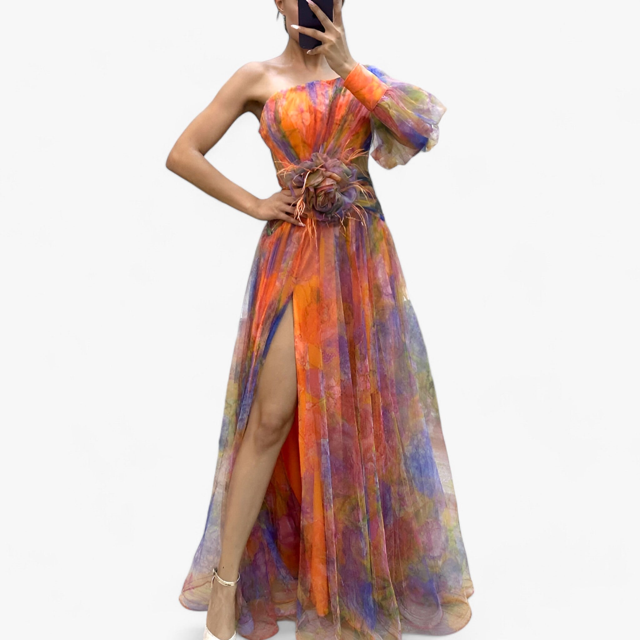 Eline | Abito a maniche lunghe - Eleganza di stile per ogni occasione - Arancione - - Concept Palermo