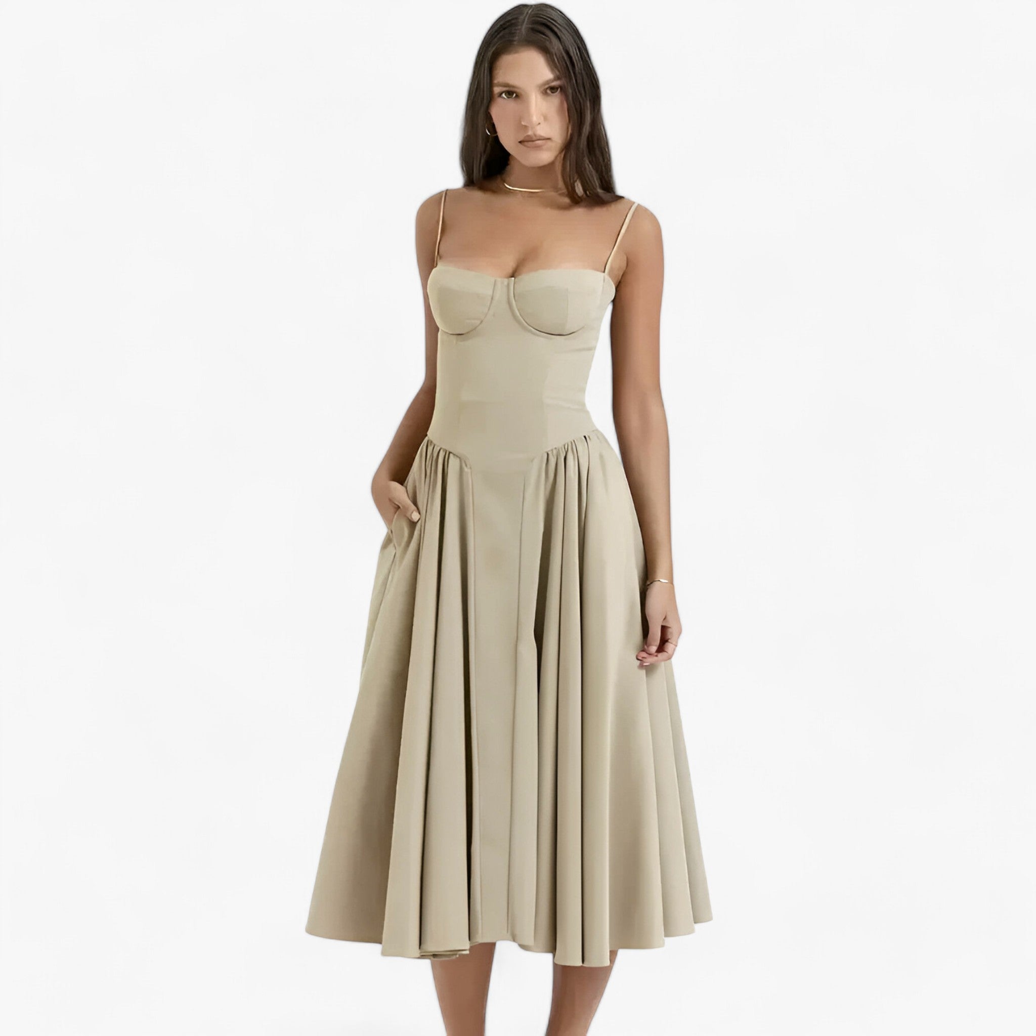 Solana | Abito con corsetto - Eleganza senza tempo - Cachi - Complete Outfit - Concept Palermo