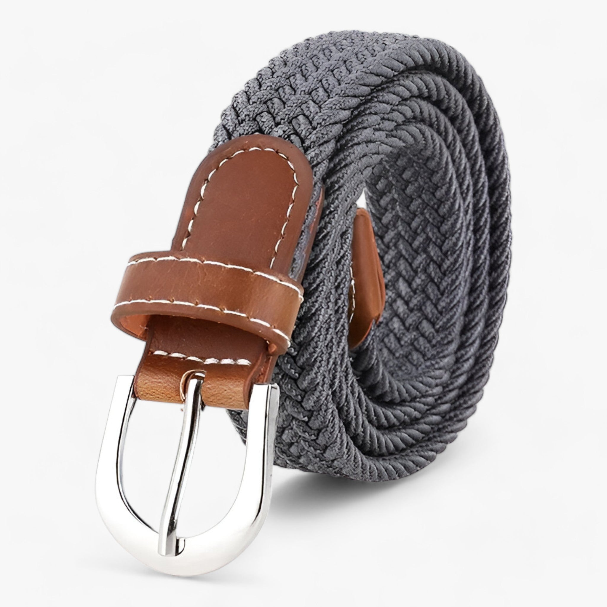 FLEXI | Cintura elastica intrecciata - Confortevole ed elegante - Grigio 105CM - 2.5cm ADULT Belts Casual Knitted Solid WOMEN - Concept Palermo