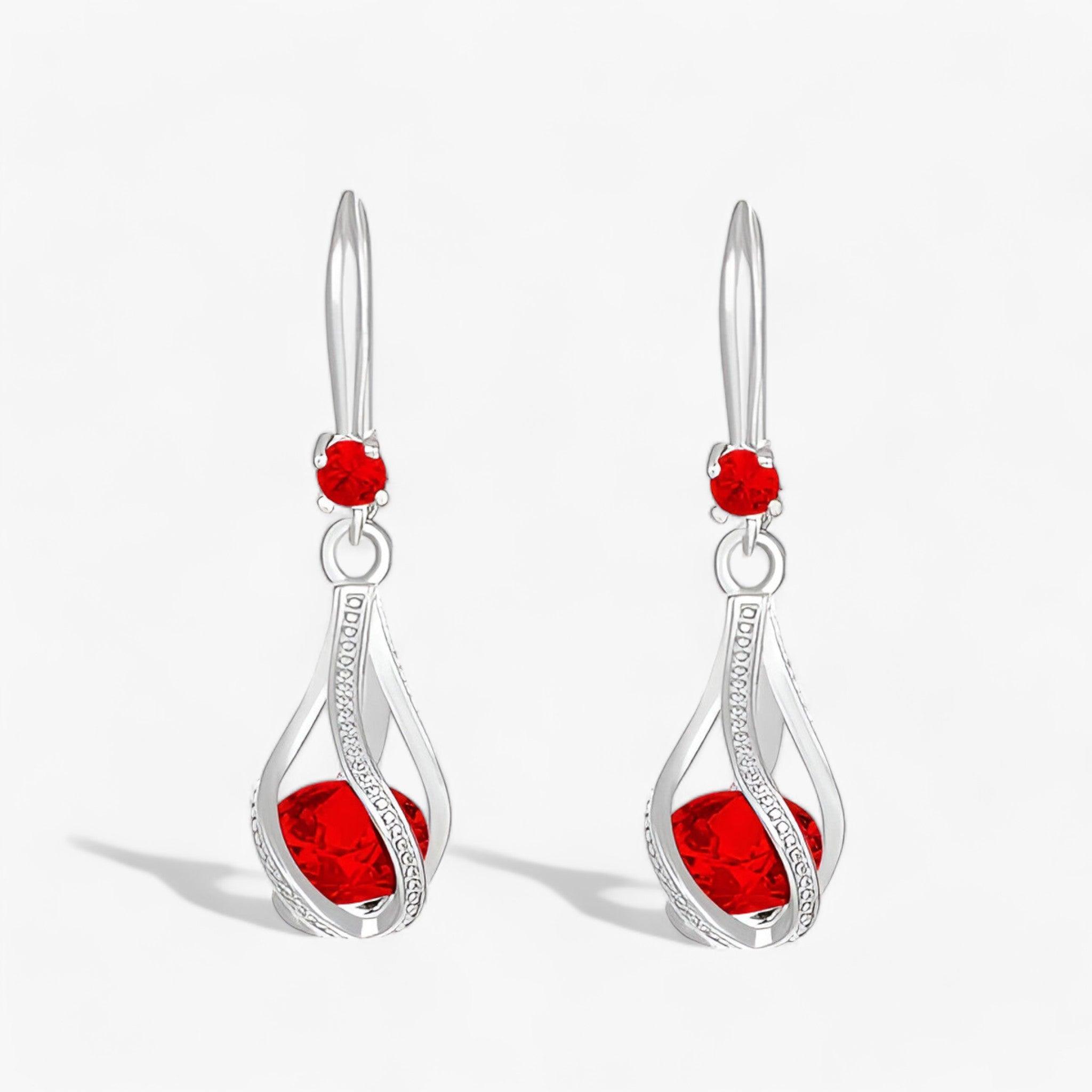 LUXE | Orecchini in argento - Valorizzate il vostro look con cristalli scintillanti - Rosso - 5g 65054 925 Classic drop earrings Fine Geometric Mainland China Modyle No NONE party silver Sterling Women - Concept Palermo