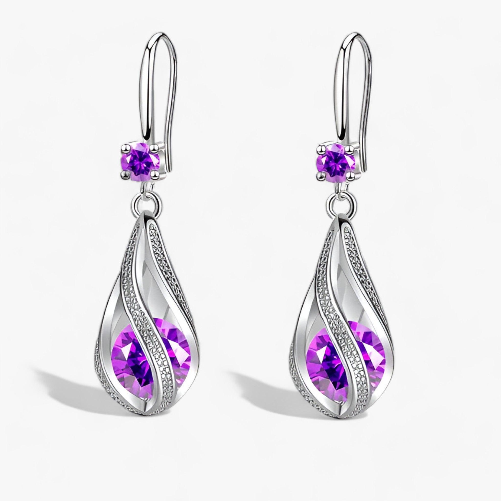 LUXE | Orecchini in argento - Valorizzate il vostro look con cristalli scintillanti - Viola - 5g 65054 925 Classic drop earrings Fine Geometric Mainland China Modyle No NONE party silver Sterling Women - Concept Palermo