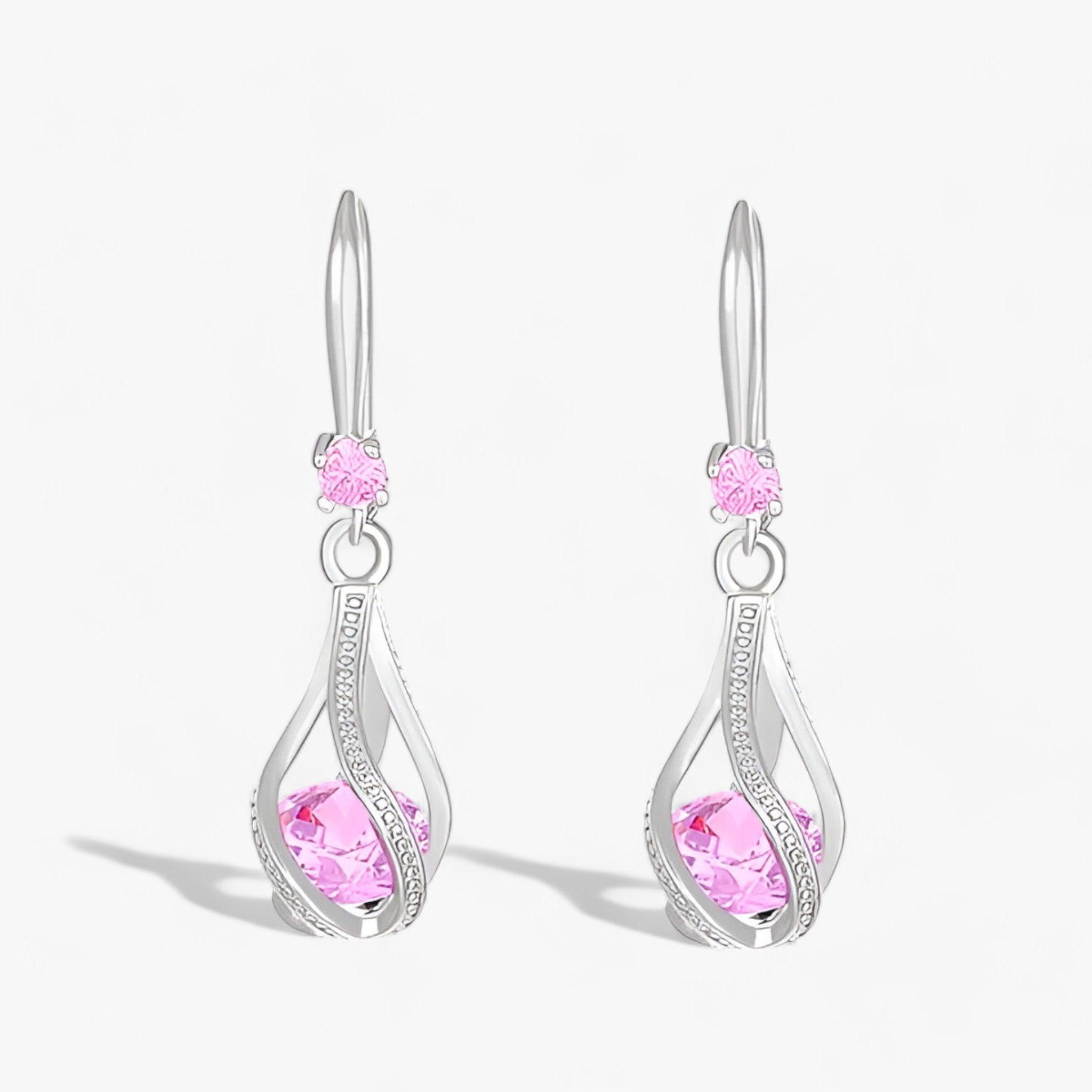 LUXE | Orecchini in argento - Valorizzate il vostro look con cristalli scintillanti - Rosa - 5g 65054 925 Classic drop earrings Fine Geometric Mainland China Modyle No NONE party silver Sterling Women - Concept Palermo