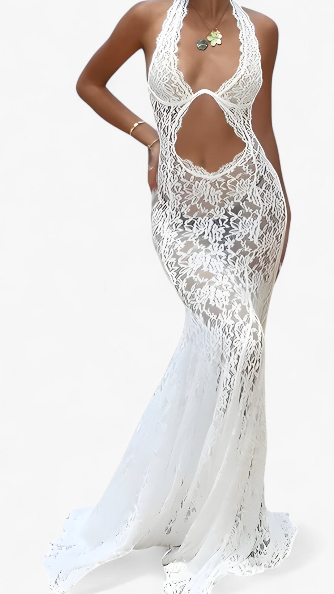 Tossy | Abito lungo elegante - Rinnova il tuo guardaroba estivo - - Ankle-Length Lace Lace Dress Natural Neck-mounted Polyester regular Sexy & Club Sheath sleeveless slim fit Spring/Summer synthetic fiber TOSSY WOMEN - Concept Palermo