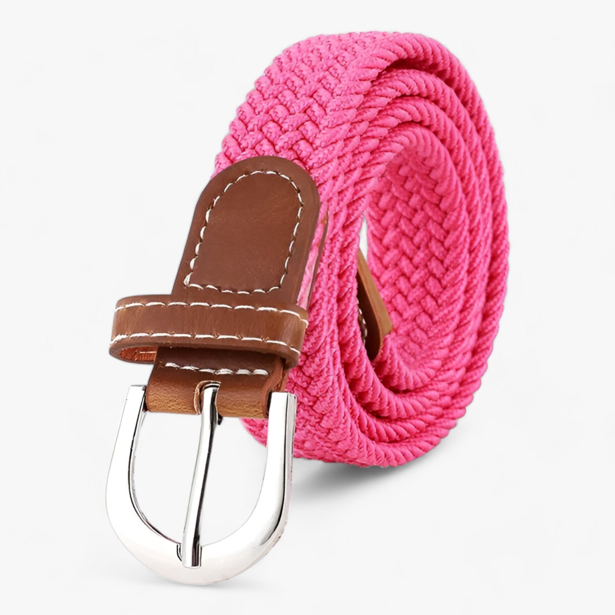 FLEXI | Cintura elastica intrecciata - Confortevole ed elegante - Rosa 105CM - 2.5cm ADULT Belts Casual Knitted Solid WOMEN - Concept Palermo