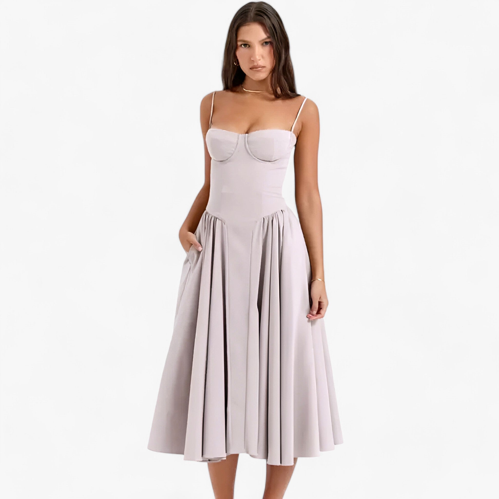 Solana | Abito con corsetto - Eleganza senza tempo - Grigio chiaro - Complete Outfit - Concept Palermo