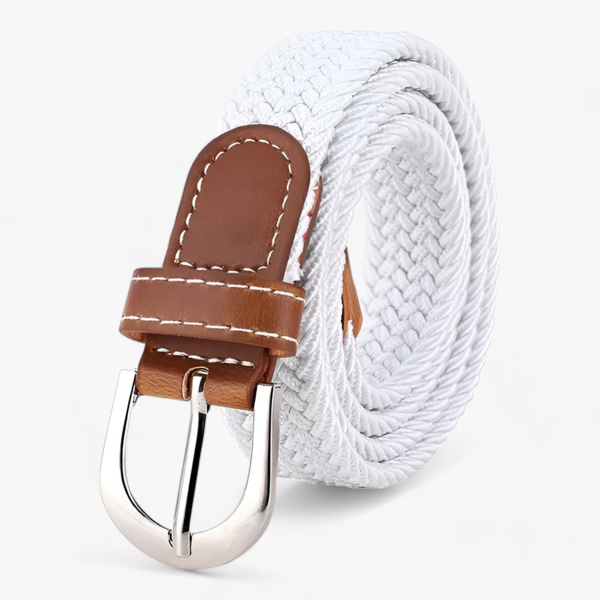 FLEXI | Cintura elastica intrecciata - Confortevole ed elegante - Bianco 105CM - 2.5cm ADULT Belts Casual Knitted Solid WOMEN - Concept Palermo