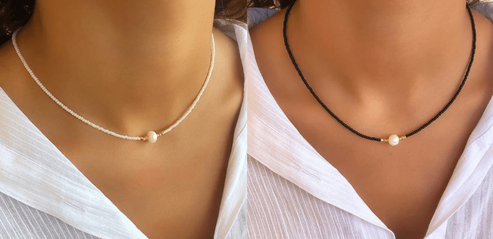Pocket Pearl™ - Collana con perle naturali 1+1 GRATIS - Nero + bianco (1+1 gratis) - necklace NECKLACES Necklaces for Women woman - Concept Palermo