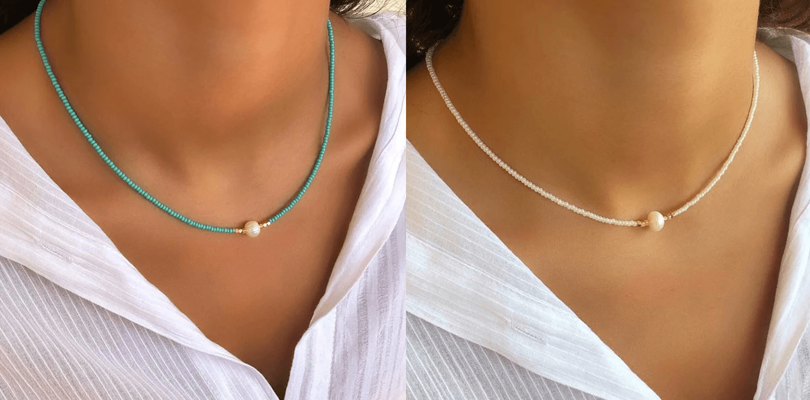 Pocket Pearl™ - Collana con perle naturali 1+1 GRATIS - Turchese + bianco (1+1 gratis) - necklace NECKLACES Necklaces for Women woman - Concept Palermo