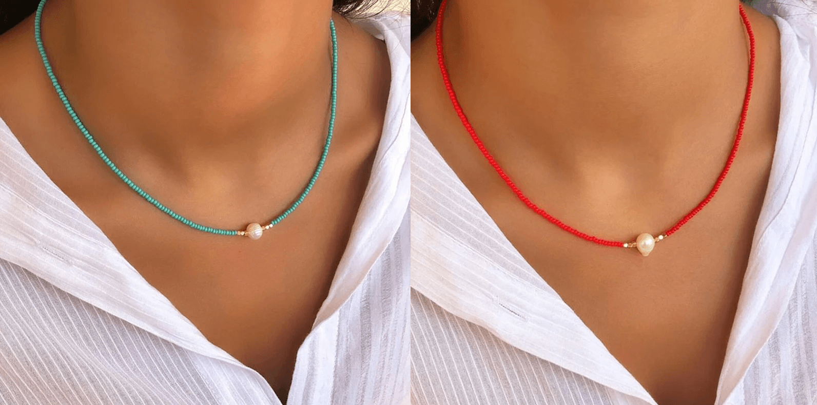 Pocket Pearl™ - Collana con perle naturali 1+1 GRATIS - Turchese + rosso (1+1 gratis) - necklace NECKLACES Necklaces for Women woman - Concept Palermo
