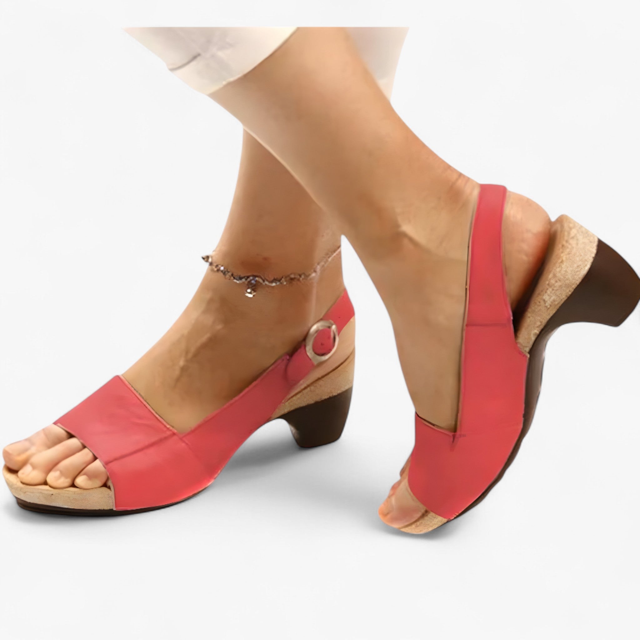 Emilia | Sandali eleganti con tacco medio e cinturino posteriore - Rosso - Accessoires Dames Sandalen Schoenen - Concept Palermo