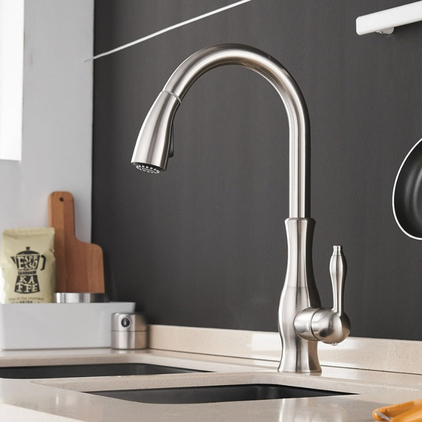 Selkie - Rubinetto da cucina a scomparsa - Nichel spazzolato - elegant faucets Faucets Kitchen Kitchen Faucets kitchen tap Retractable faucet - Concept Palermo