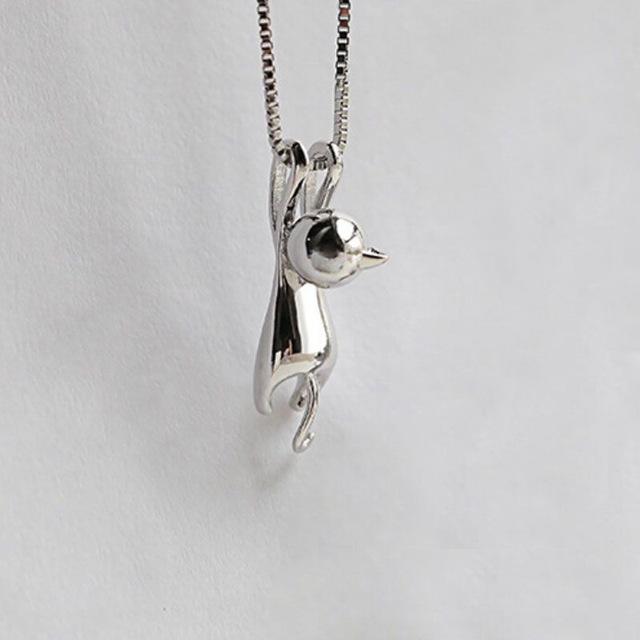 Collana bellissima con ciondolo a forma di gatto - Argento - NECKLACES Necklaces for Women - Concept Palermo