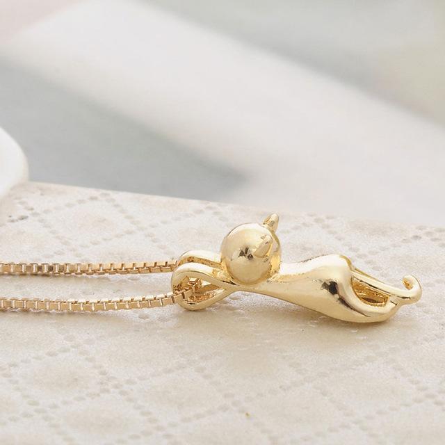 Collana bellissima con ciondolo a forma di gatto - Oro - NECKLACES Necklaces for Women - Concept Palermo