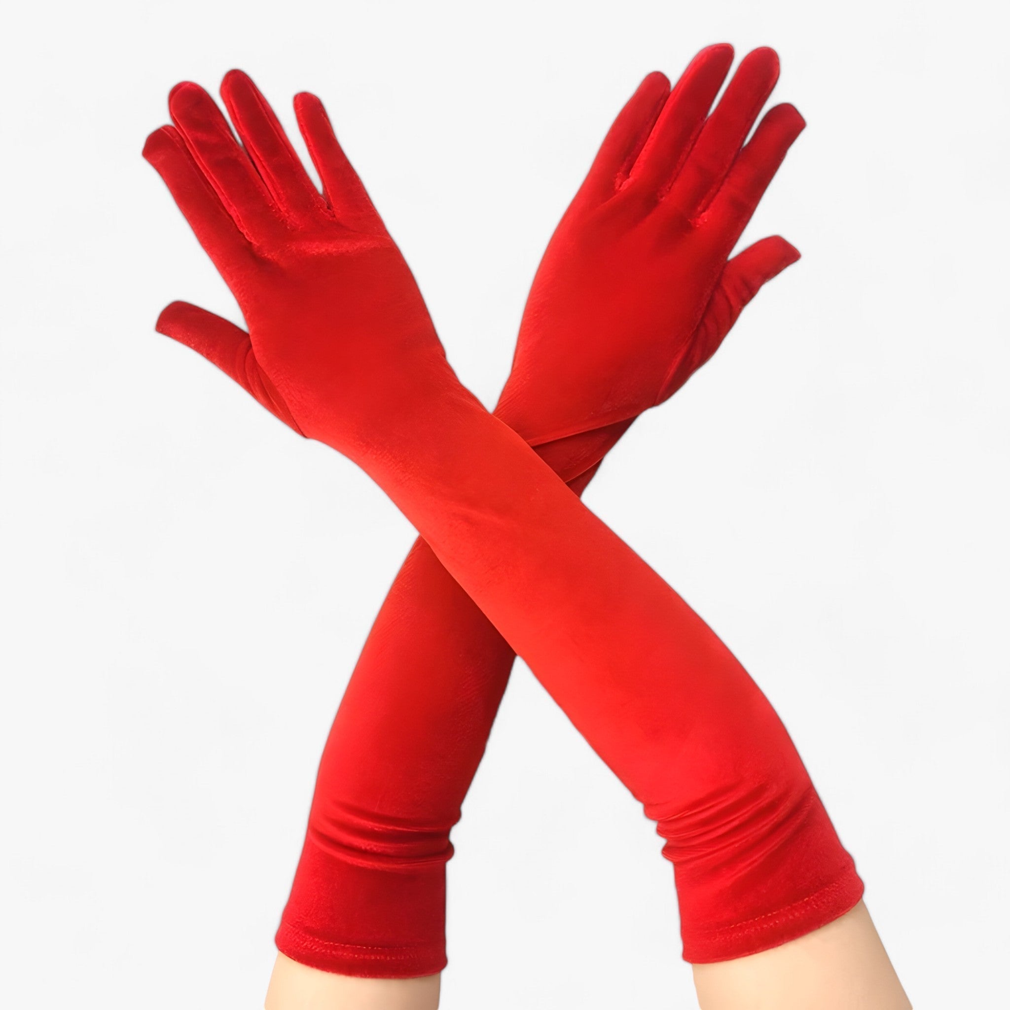 Lily | Guanti di velluto da donna - Elegante stile retrò e calore - Rosso 53cm Taglia unica - - Concept Palermo