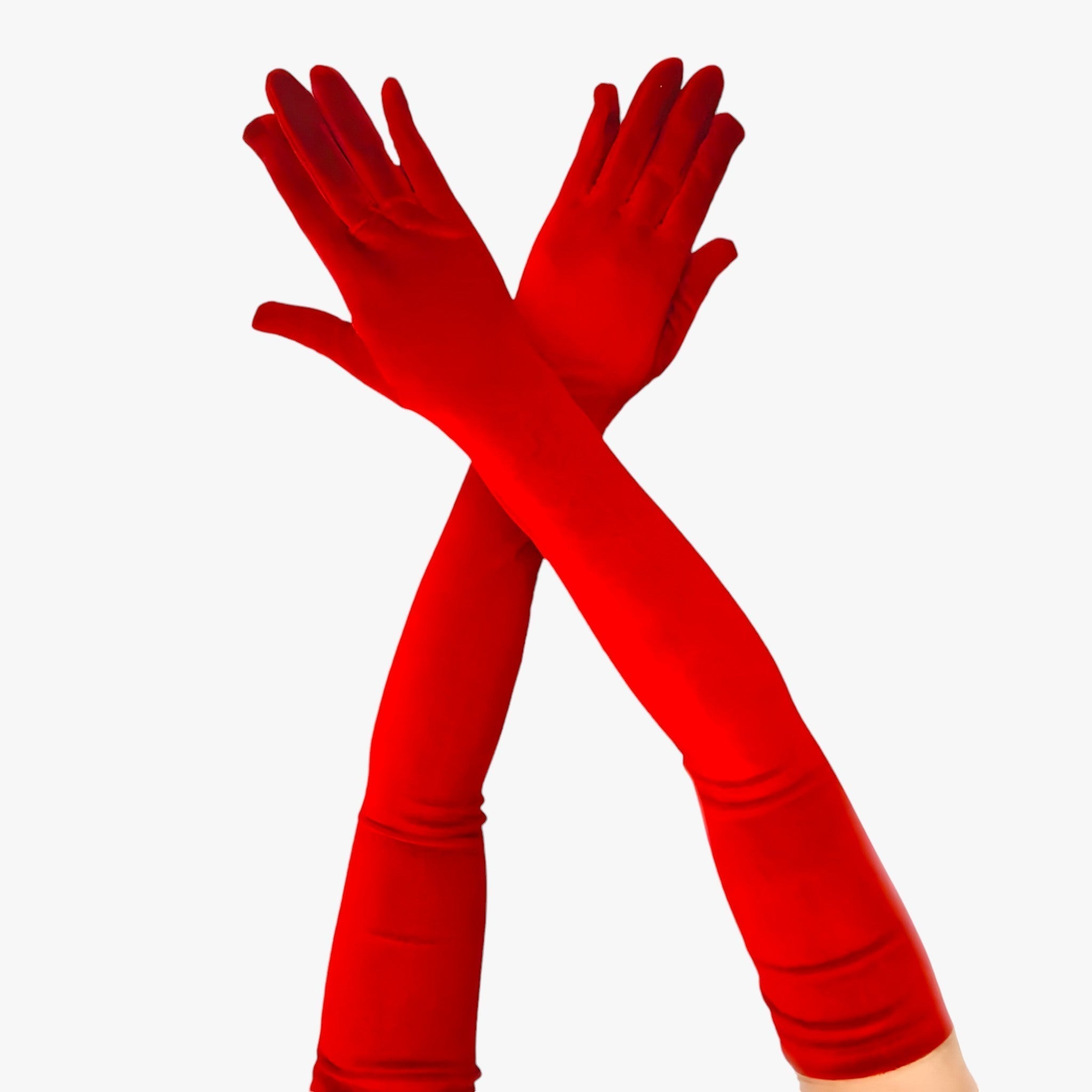 Lily | Guanti di velluto da donna - Elegante stile retrò e calore - Rosso 65cm Taglia unica - - Concept Palermo