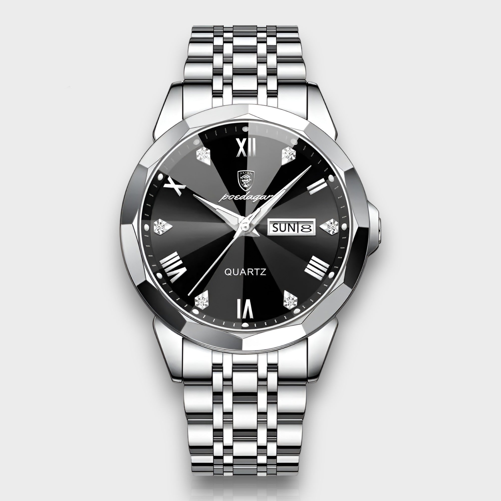 Rhombus™ - Elegante Orologio da Uomo Luksus - Argento Nero - Old (Google) old_google - Concept Palermo