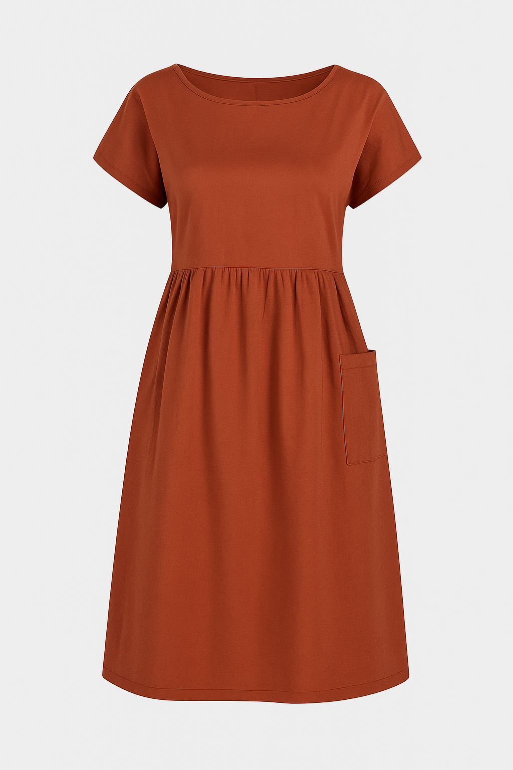 Eustasia | Vestito estivo casual con tasche - Marrone ruggine - cute summer dress Dresses female dress - Concept Palermo