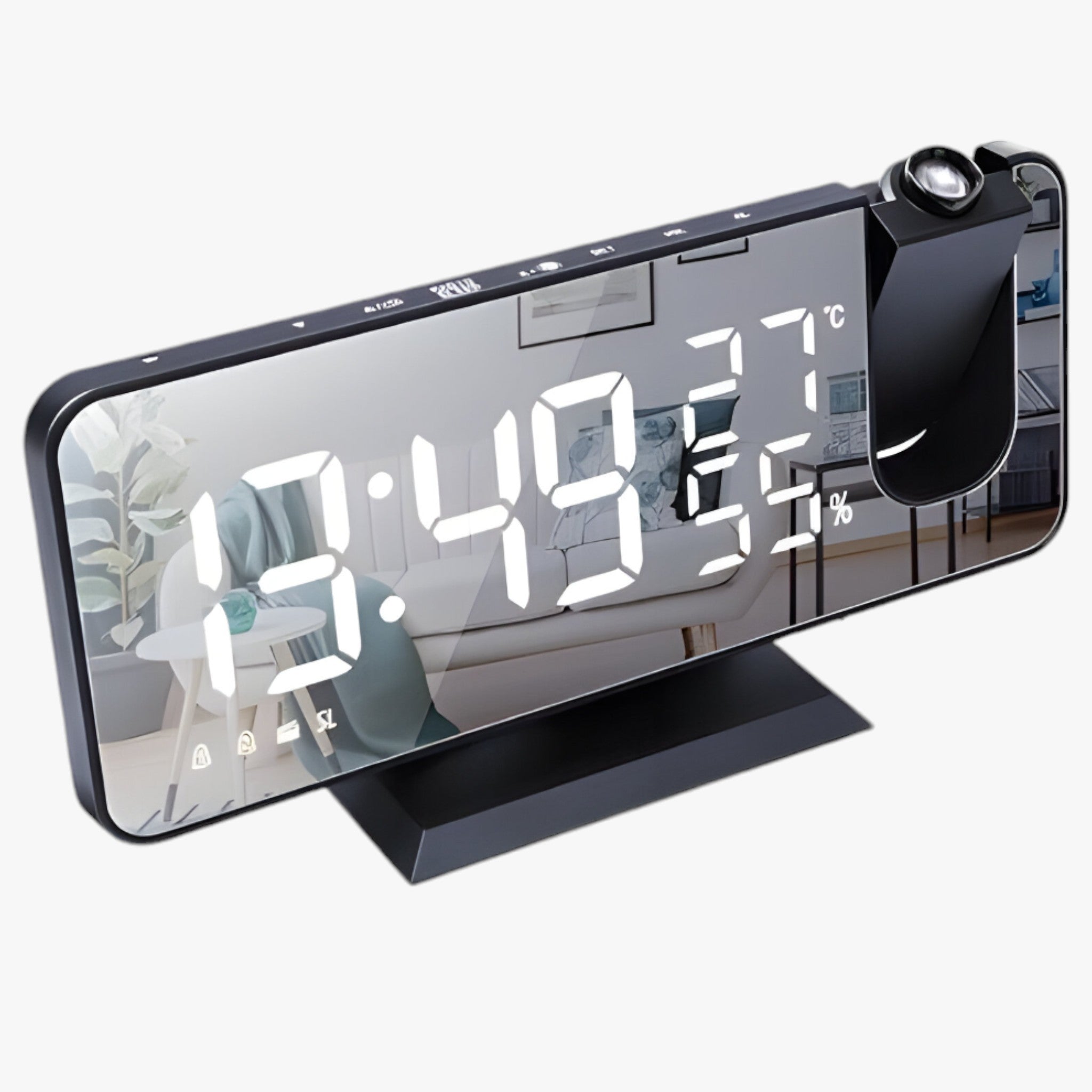 Aton | Sveglia Intelligente - Radio FM e Display LED con Proiezione dell'Ora a 180° - Nero - clocks - Concept Palermo