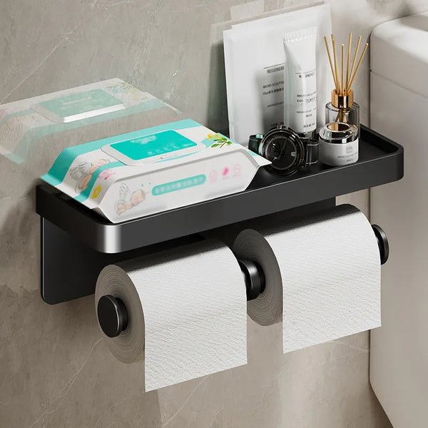Porta rotolo di carta igienica multifunzionale Luxe Hold - Nero duplex - - Concept Palermo